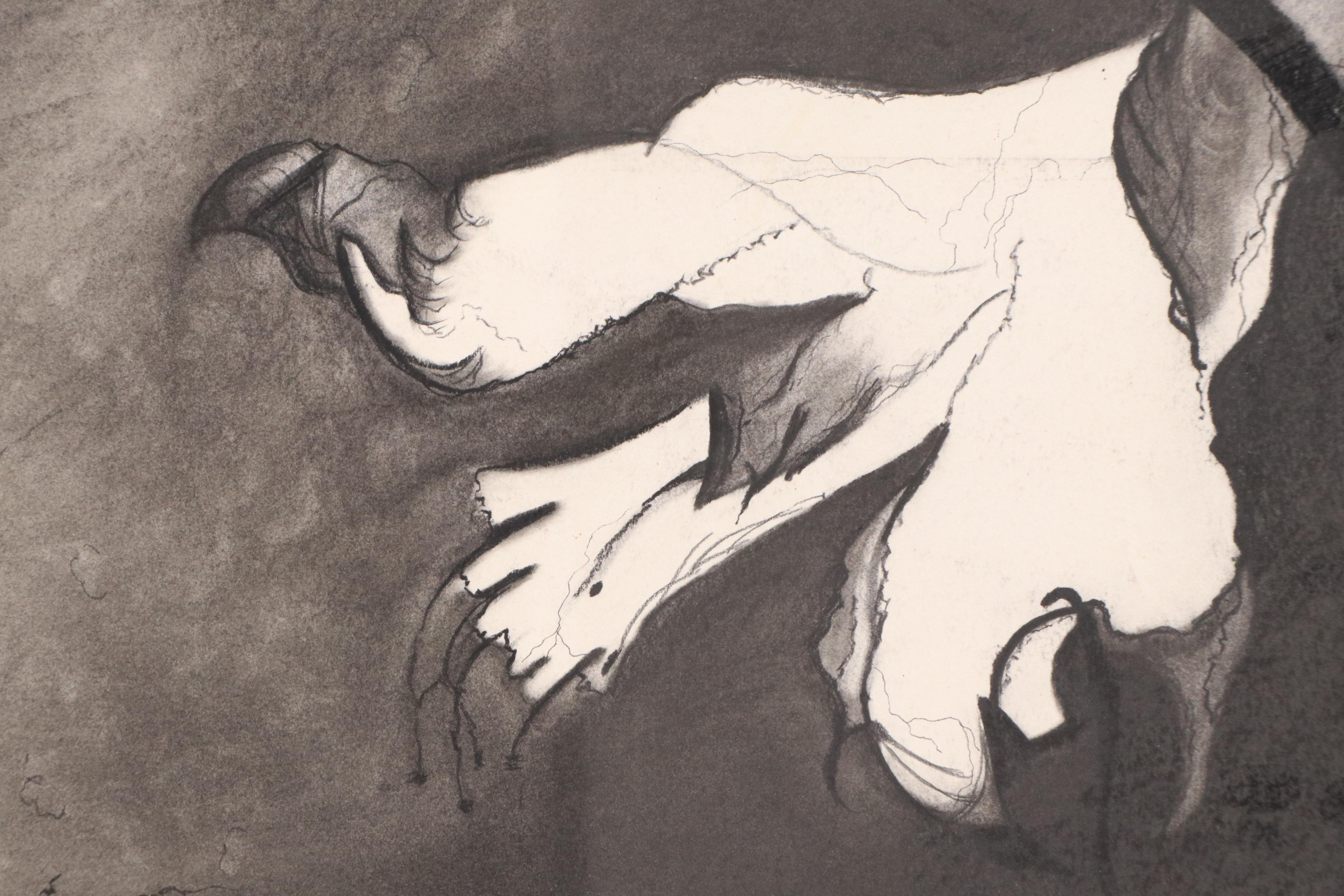 Floral Charcoal Drawings, Late 20th or 21st Century