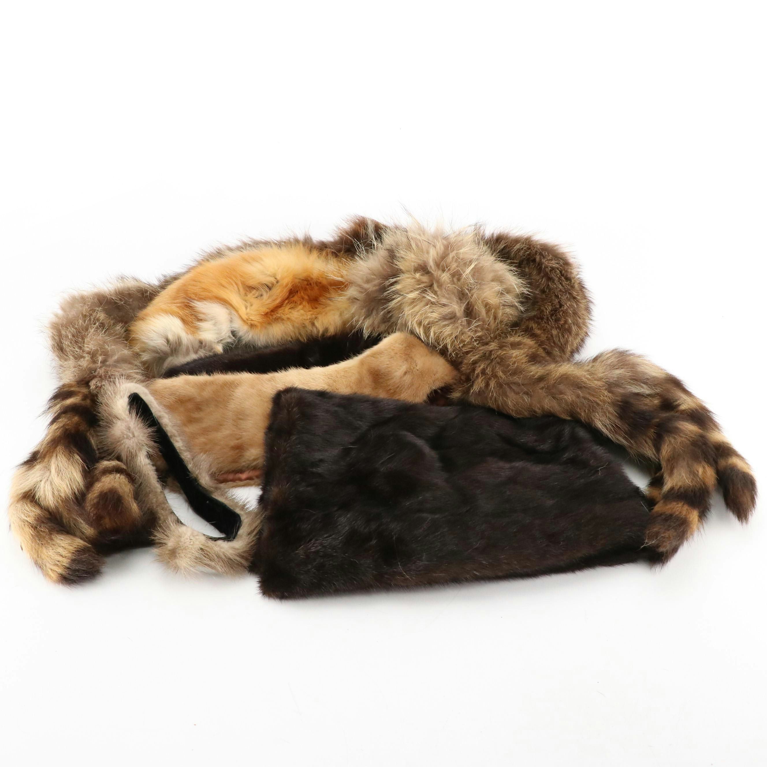Don Anderson Raccoon Fur/Tail Scarf, Lowenthal's Fox Fur Cap & Other Fur Pieces
