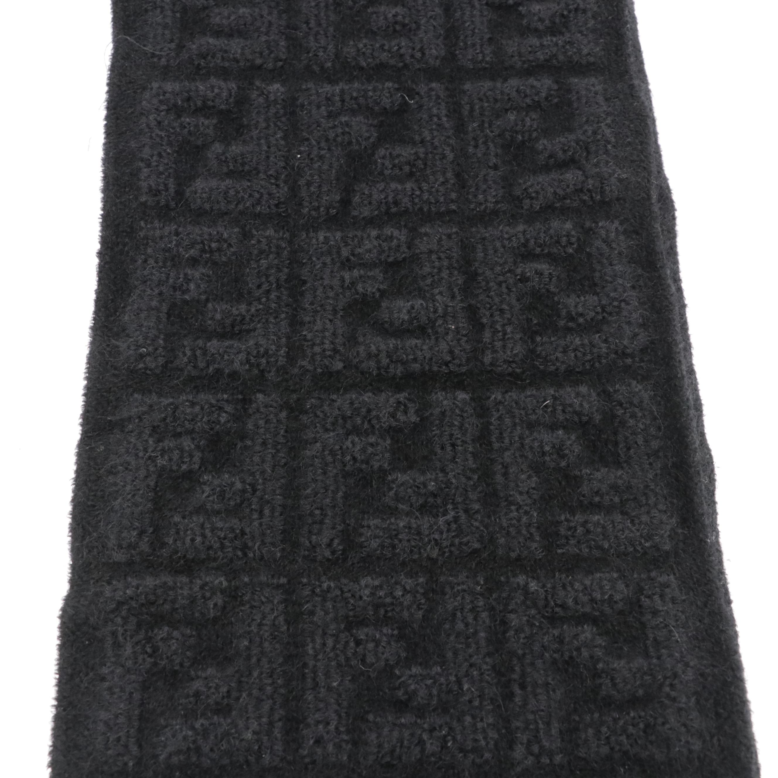 Fendi FF Logo and Ribbed Knit Scarf
