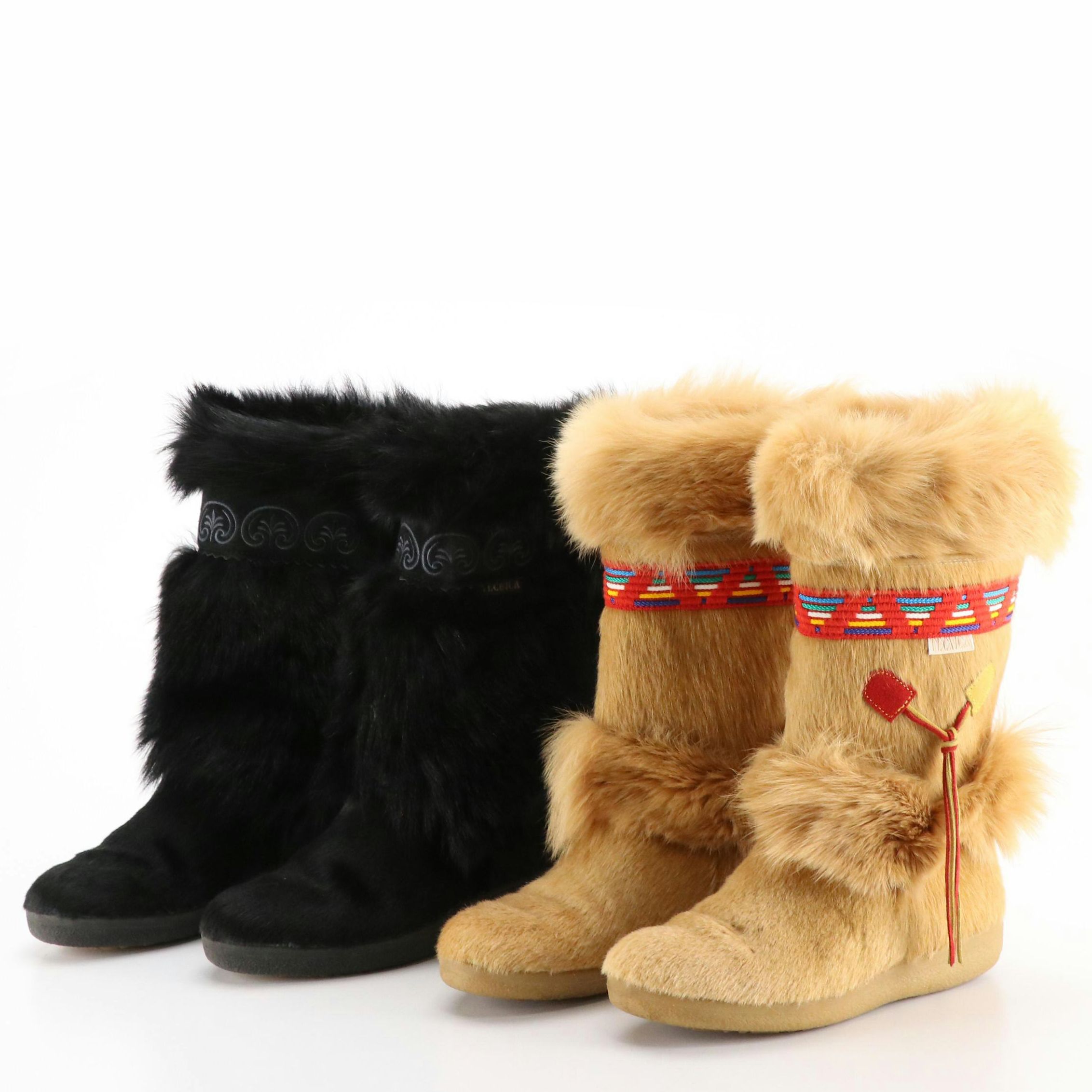 Tecnica Scandia Goat Fur Après Ski Boots with Embroidered Details