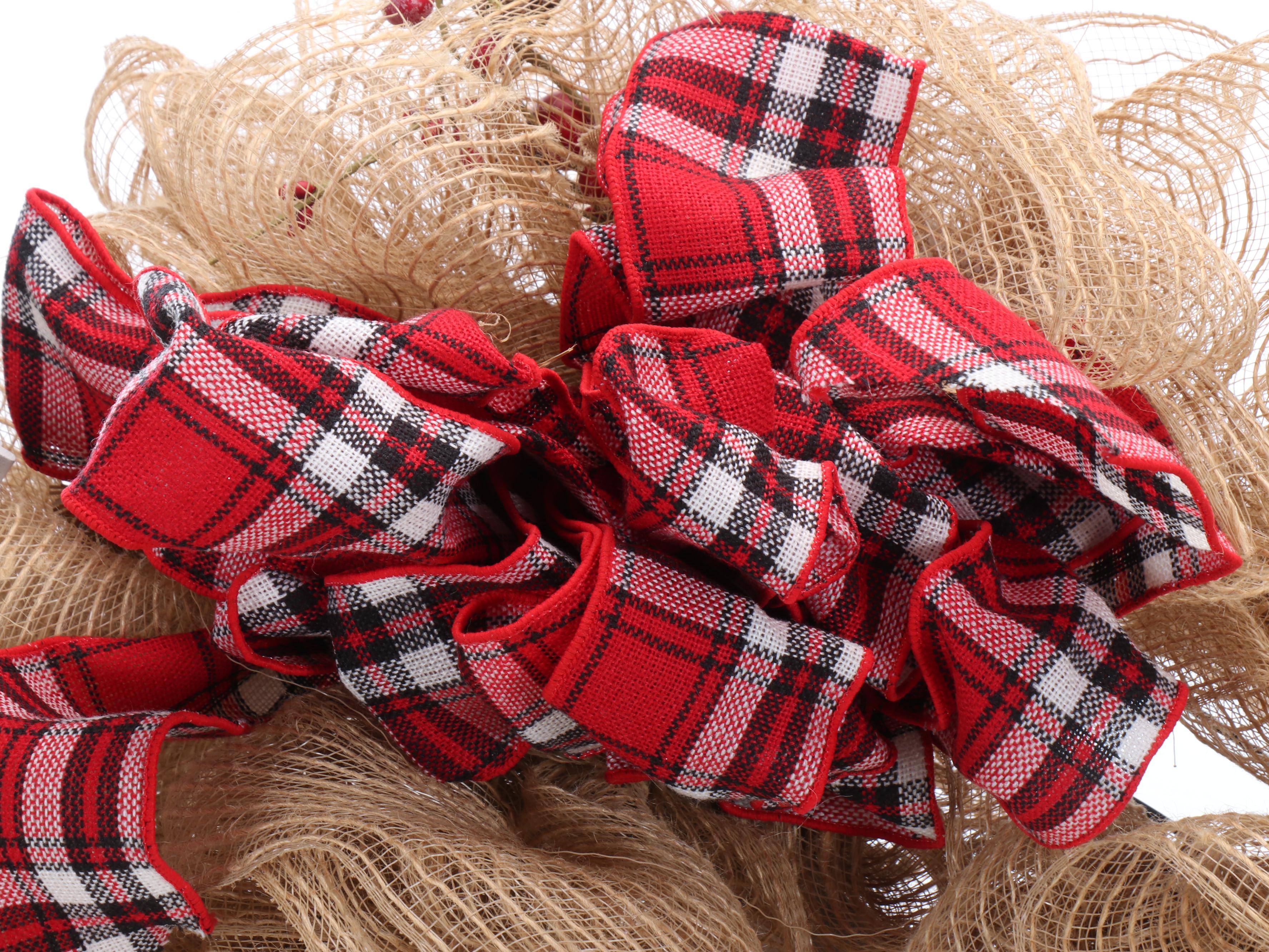 White and Gold Santa Figures and Tree Topper with Rustic Wreath