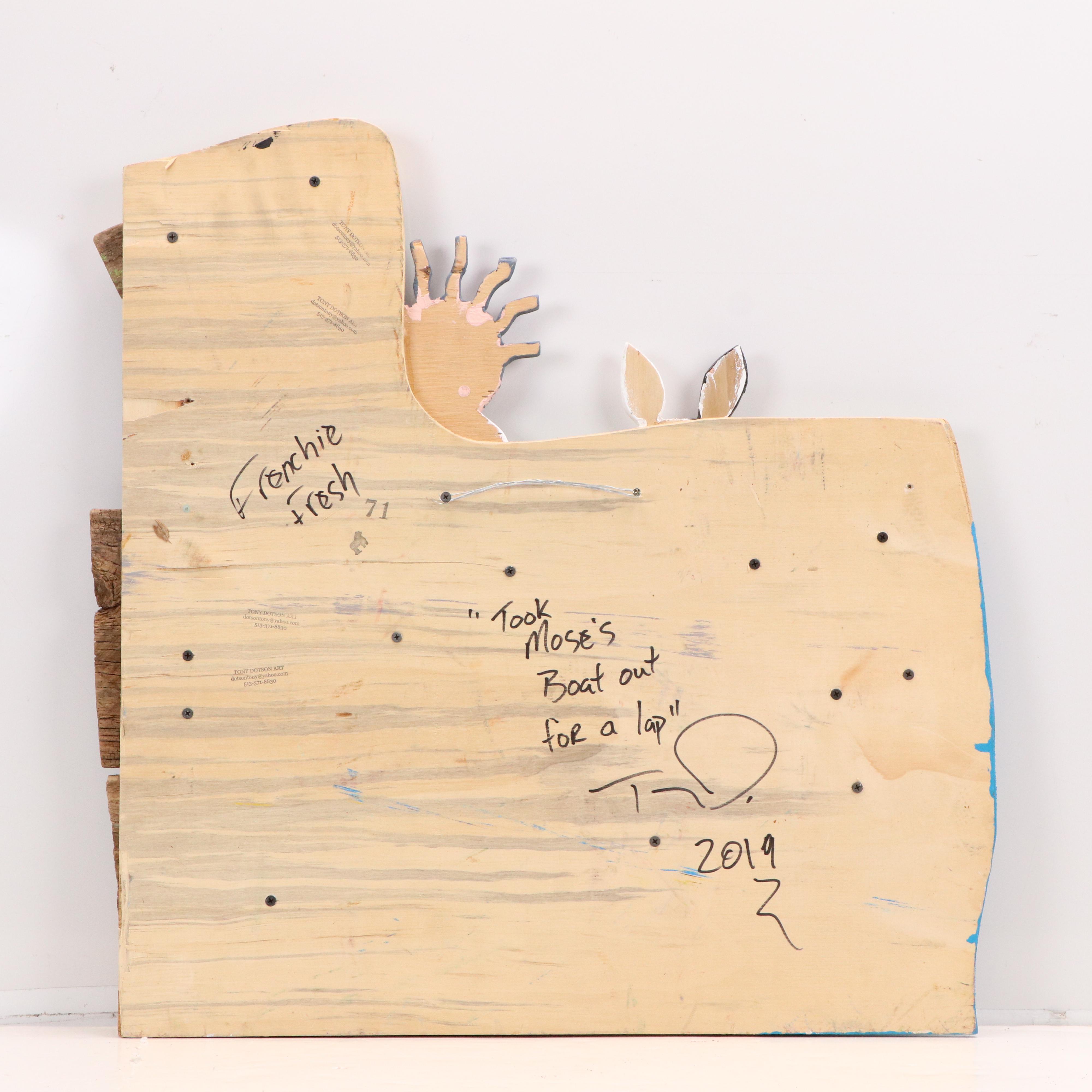 Tony Dotson Folk Art Sculpture "Took Moses' Boat Out for a Lap," 2019