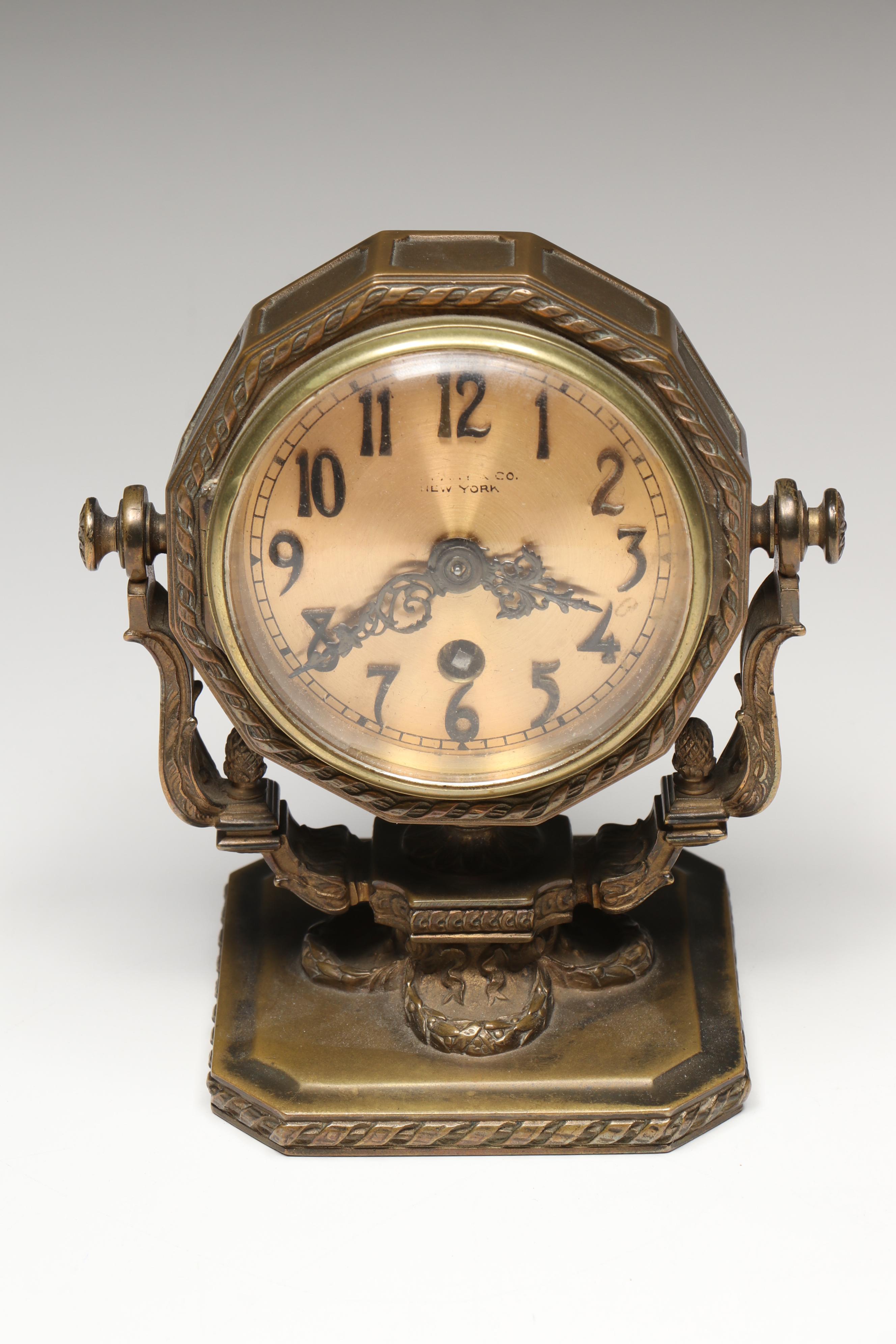 Tiffany & Co. Brass and Stainless Steel Clocks with Other Metal Décor