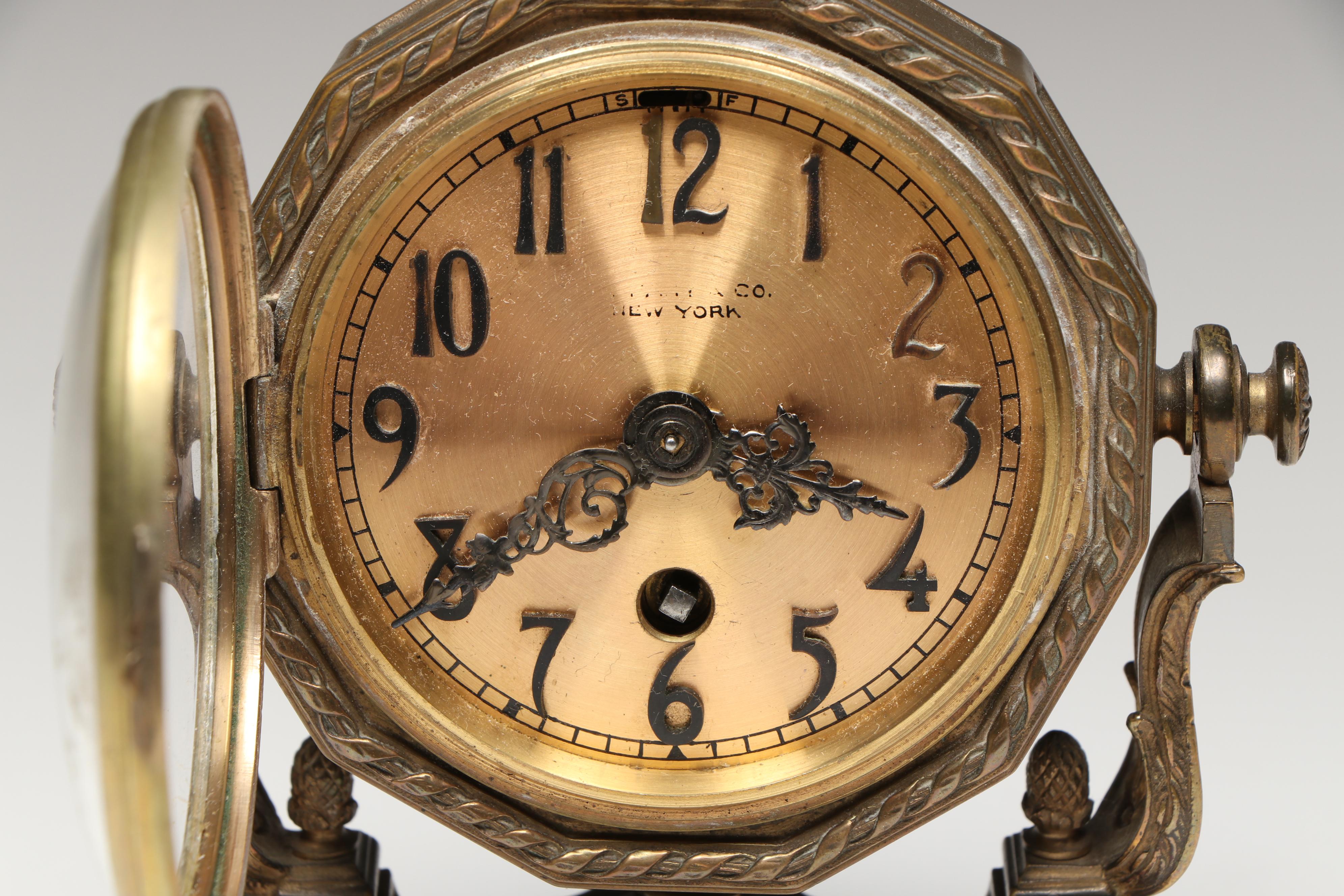 Tiffany & Co. Brass and Stainless Steel Clocks with Other Metal Décor