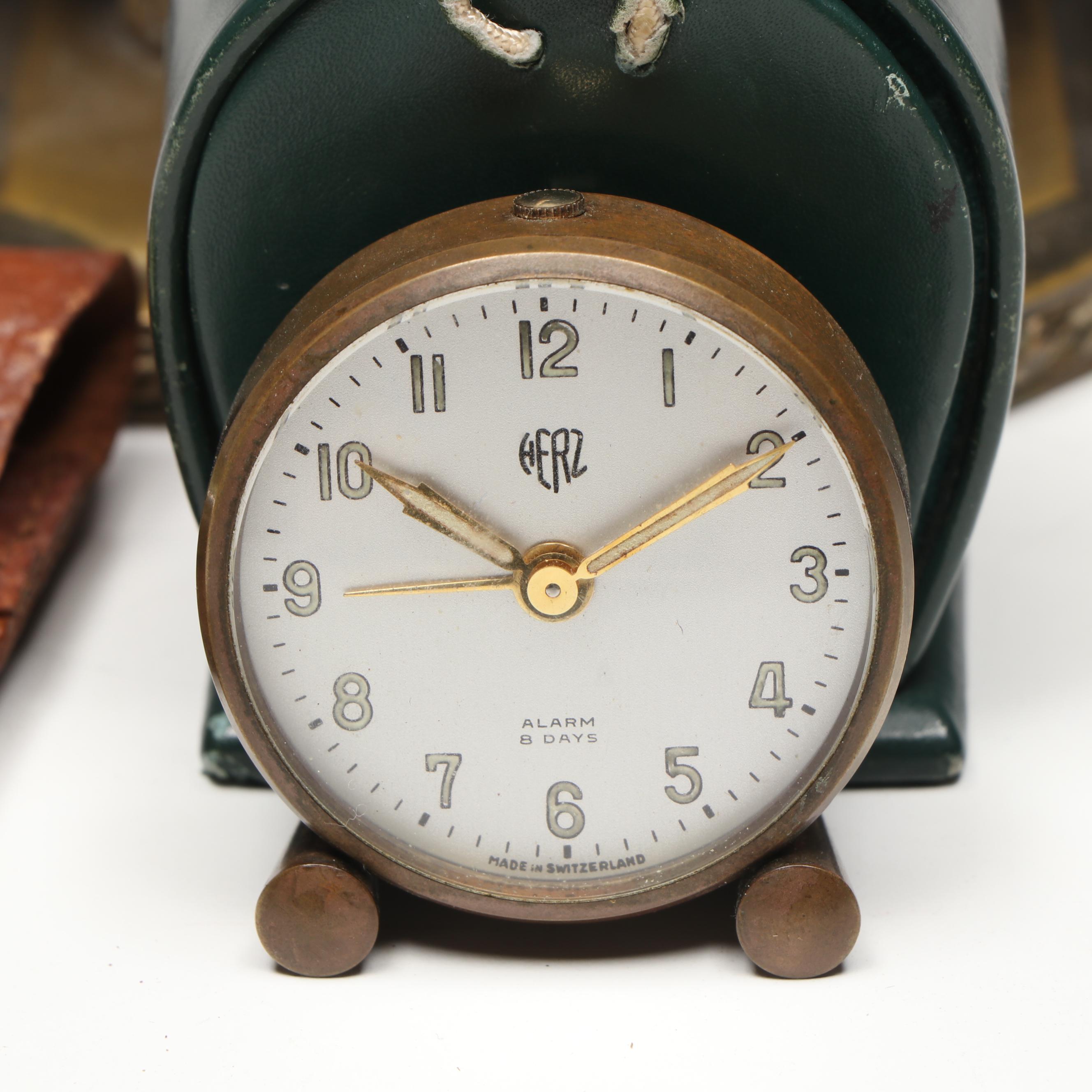 Tiffany & Co. Brass and Stainless Steel Clocks with Other Metal Décor