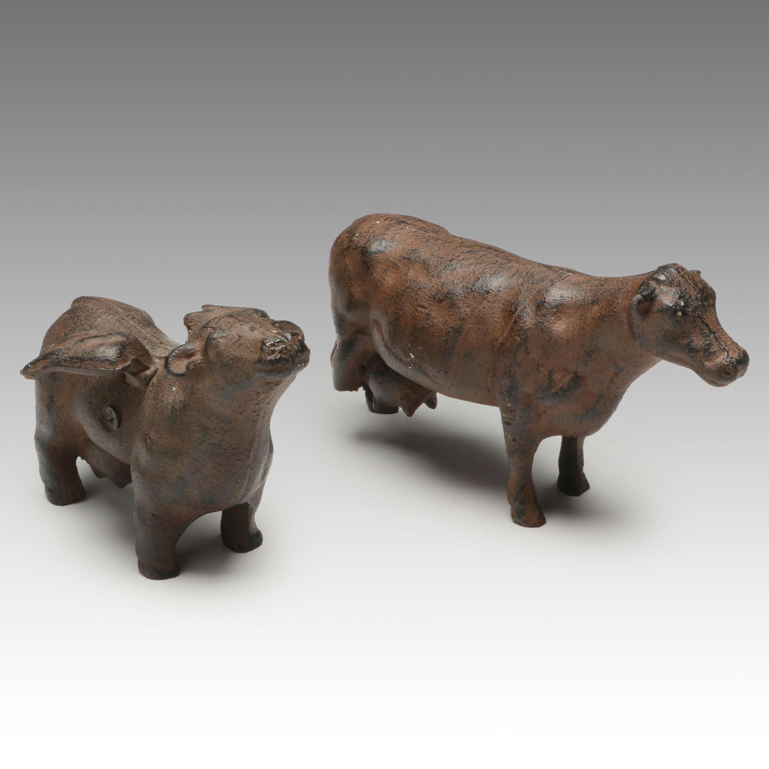 Vintage Cow Cast Iron Figures