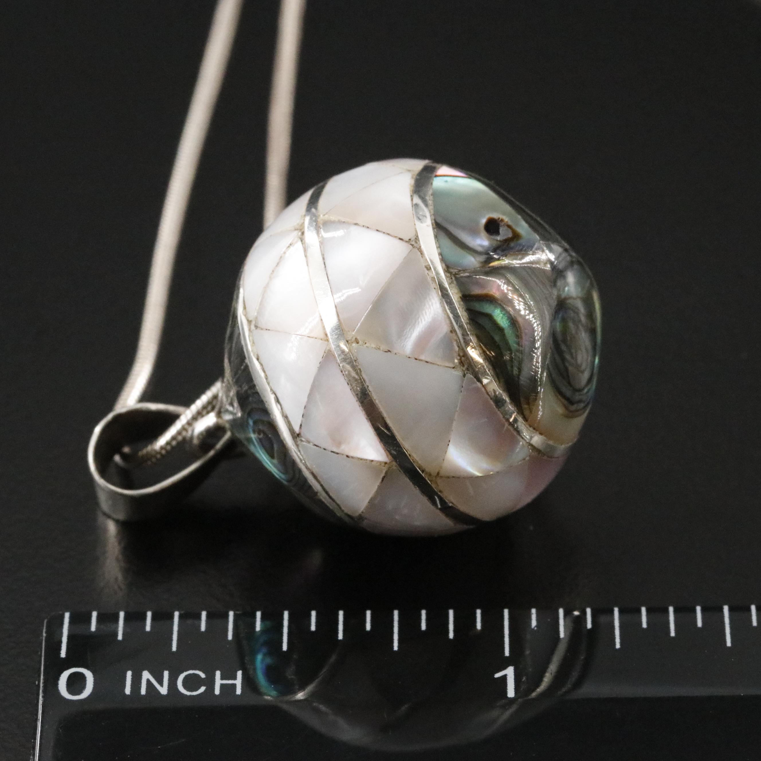 Sterling Abalone and Mother-of-Pearl Pendant Necklace