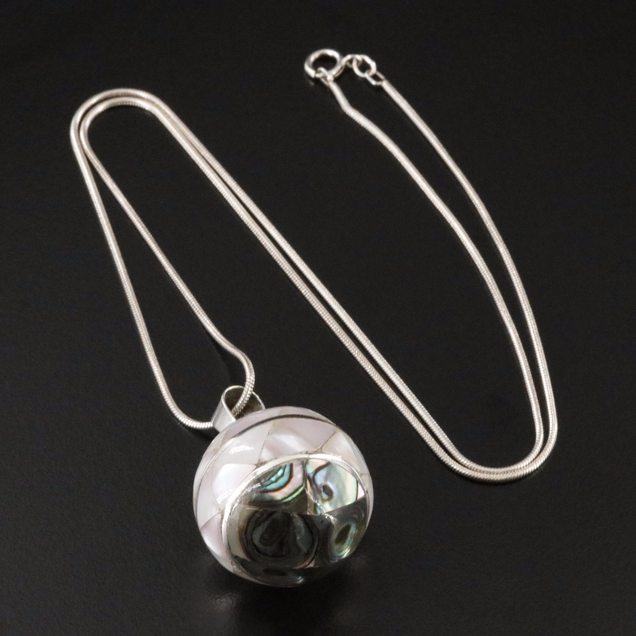 Sterling Abalone and Mother-of-Pearl Pendant Necklace