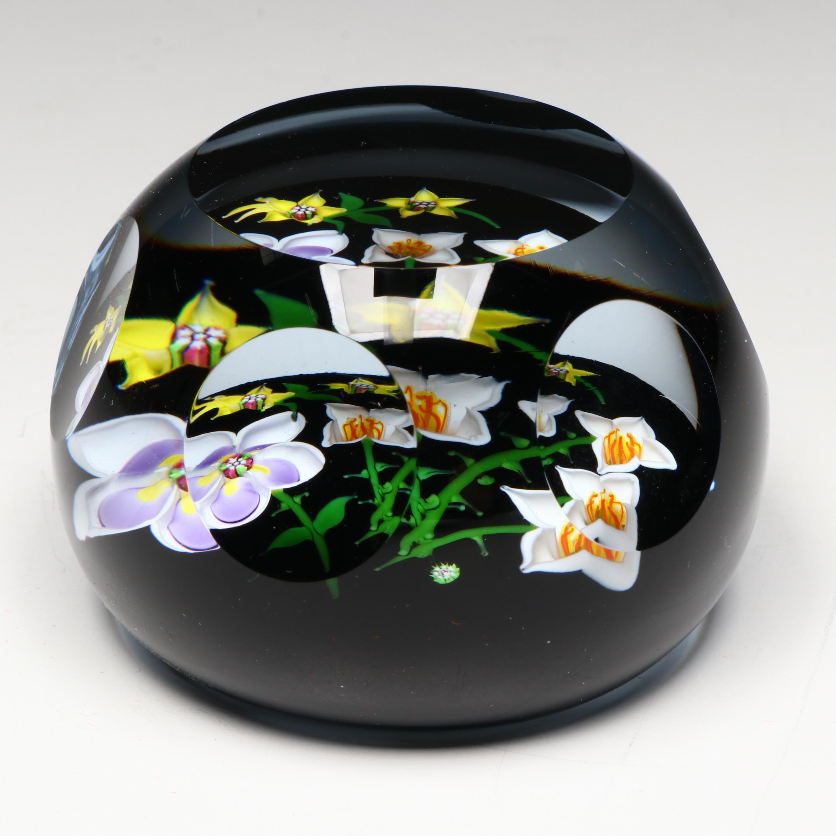 John Deacons Spring Flowers Glass Paperweight, 1980