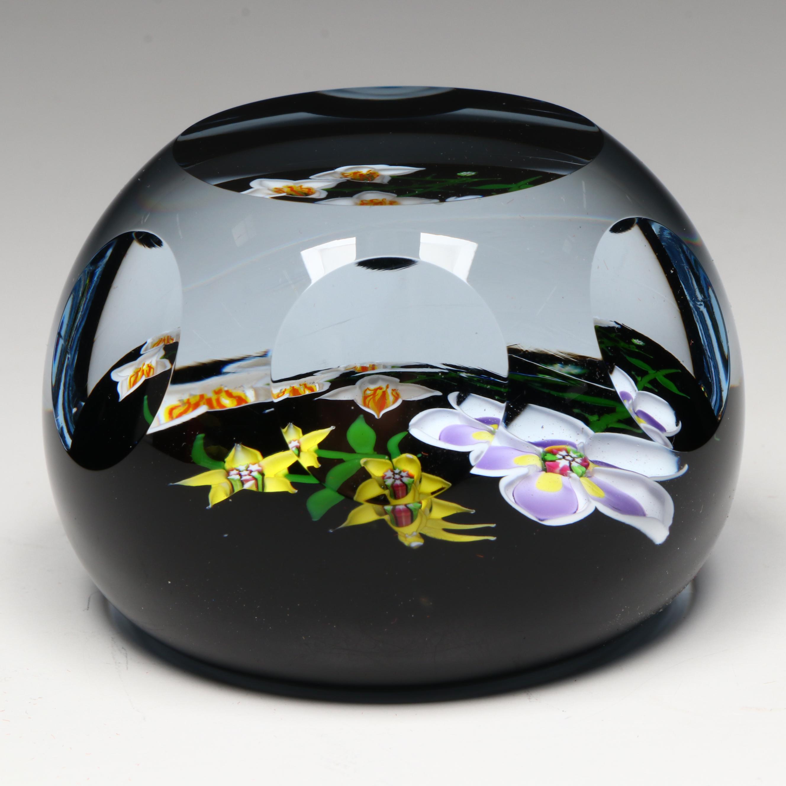 John Deacons Spring Flowers Glass Paperweight, 1980