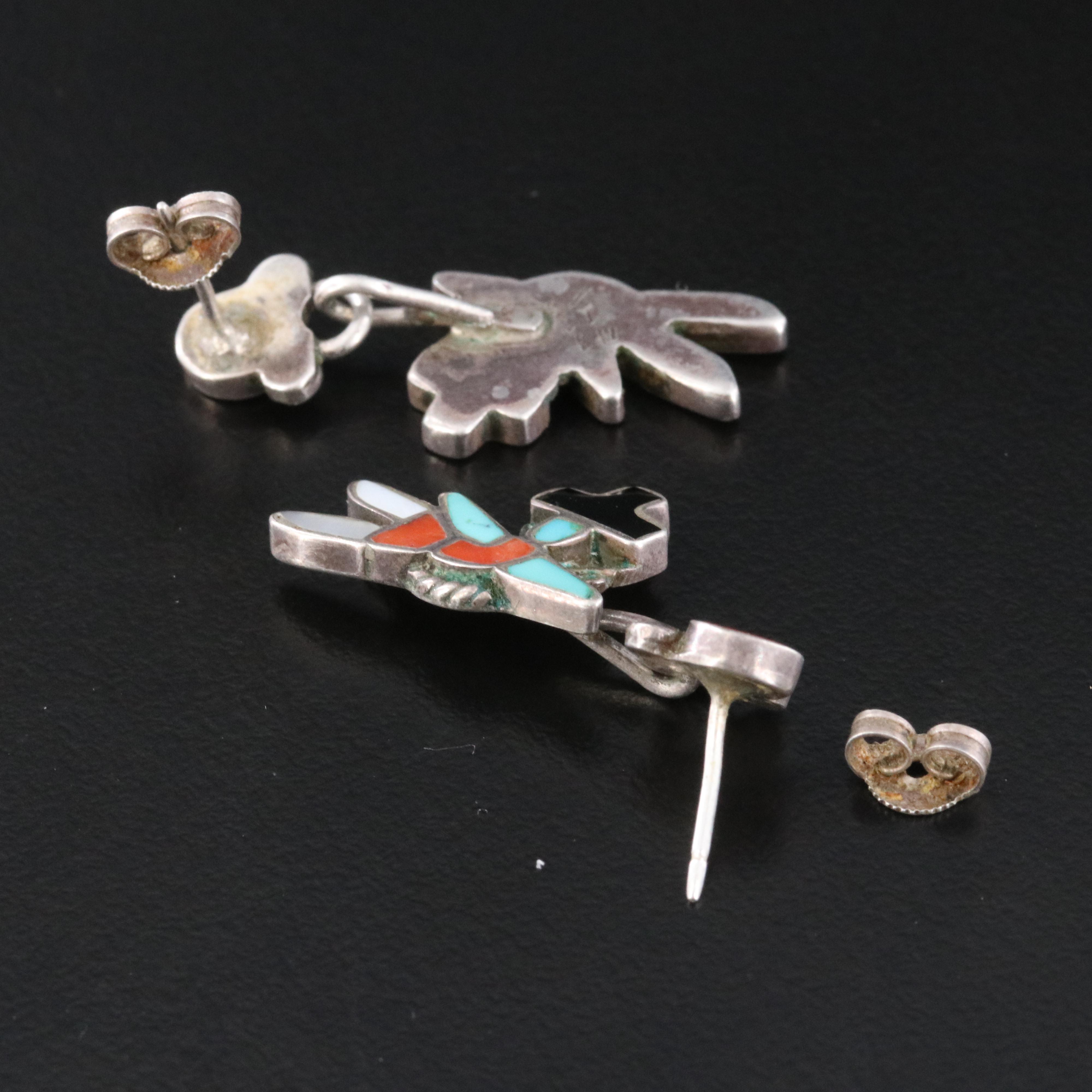 Rainbow Man Sterling Coral, Mother-of-Pearl and Turquoise Earrings