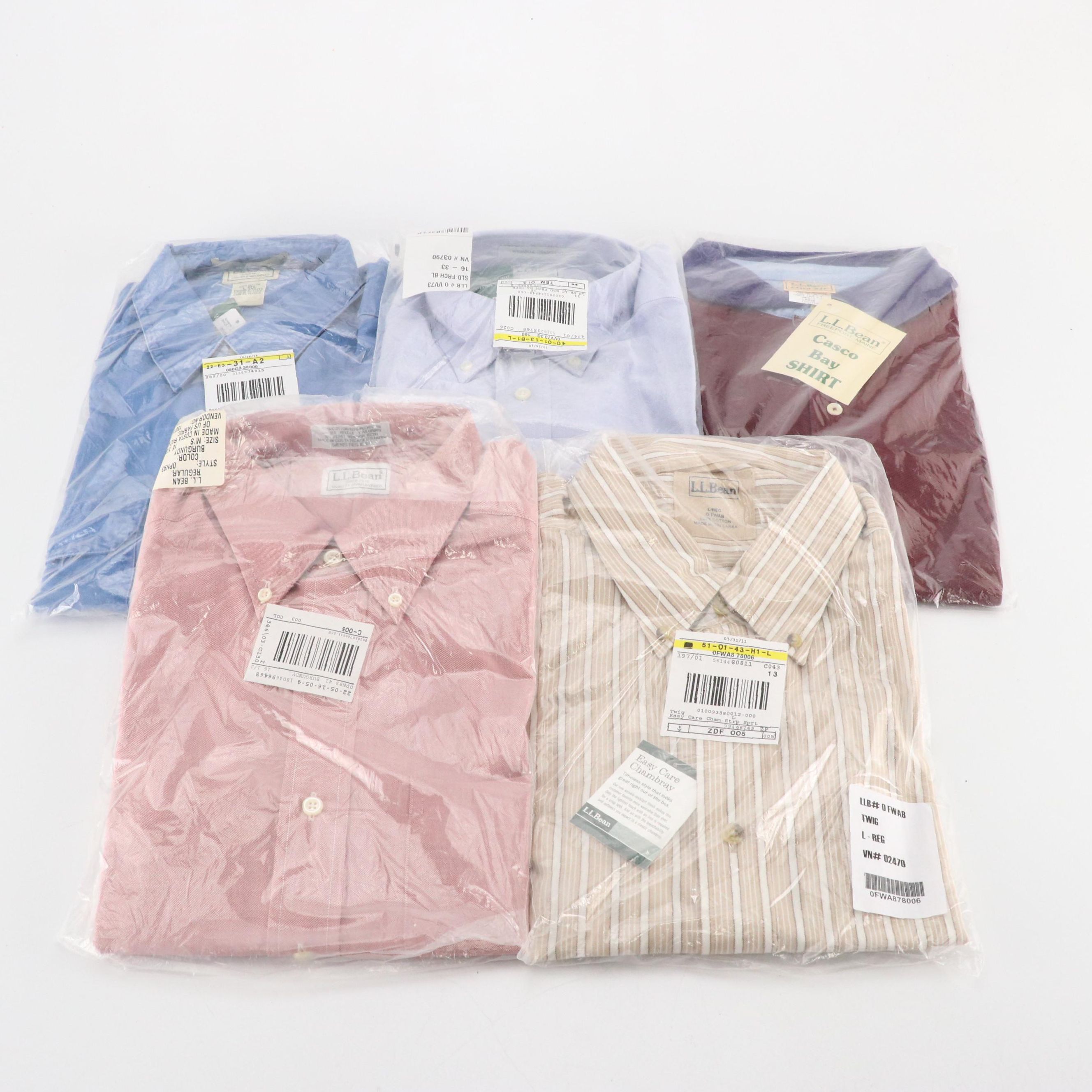 Men's L.L Bean Polo Shirt, Short and Long Sleeve Button-Up Shirts, With Tags