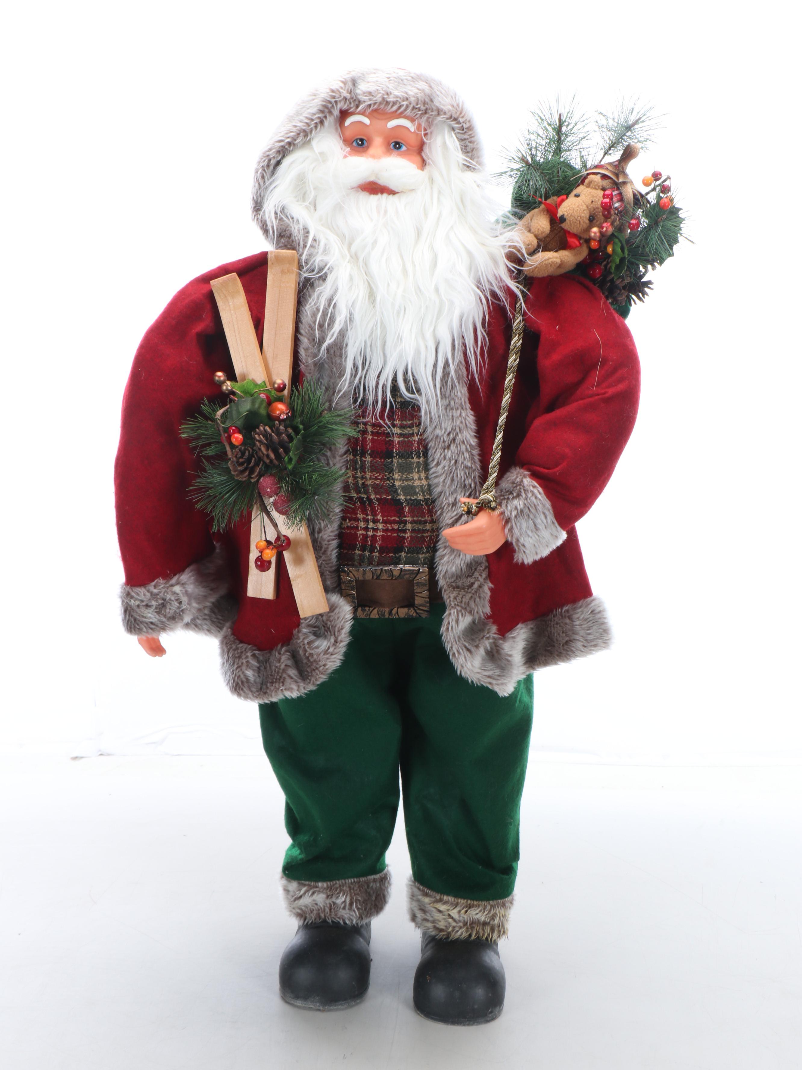 Rustic Santa Figure and Garland