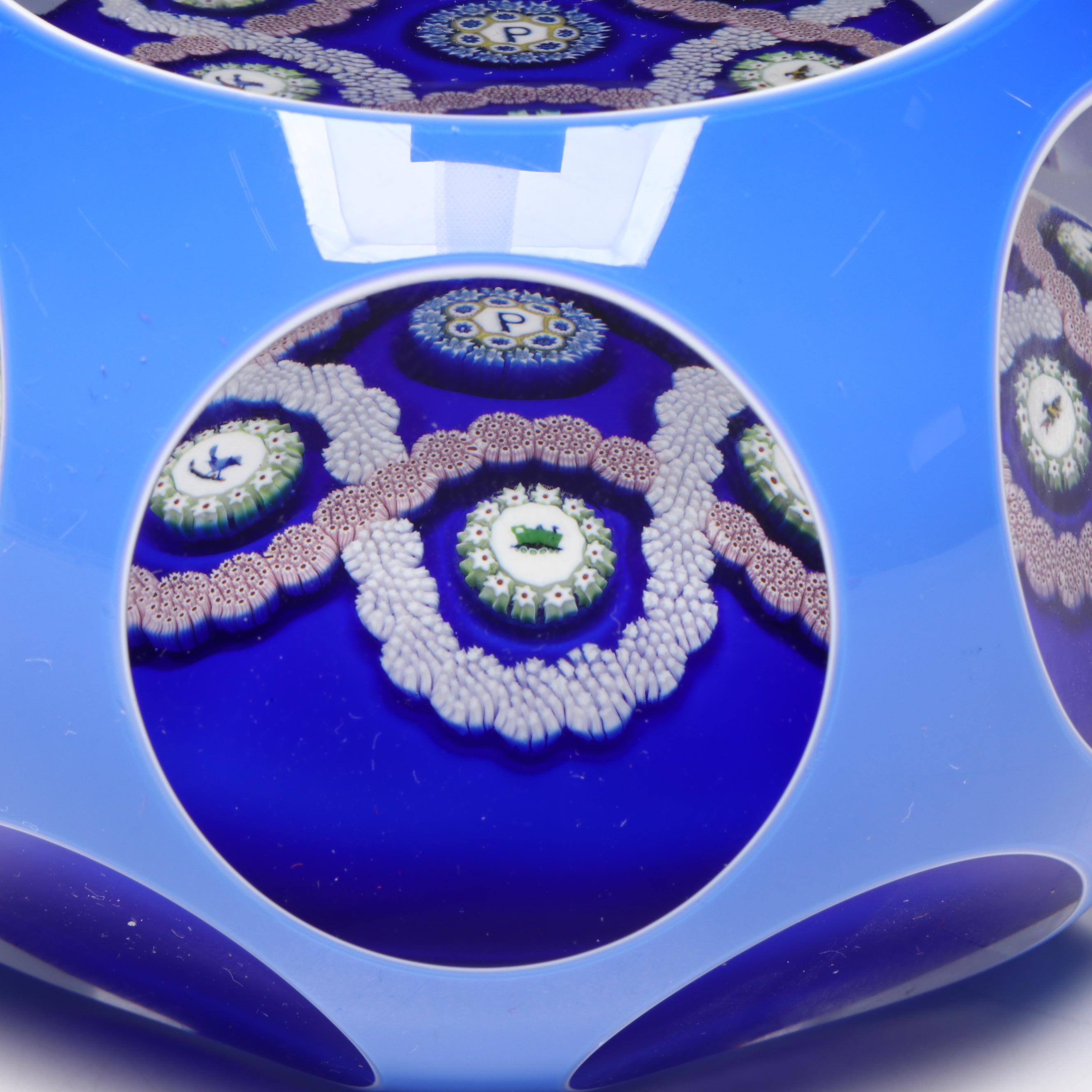 John Deacons for Perthshire Animals and Millefiori Art Glass Paperweight