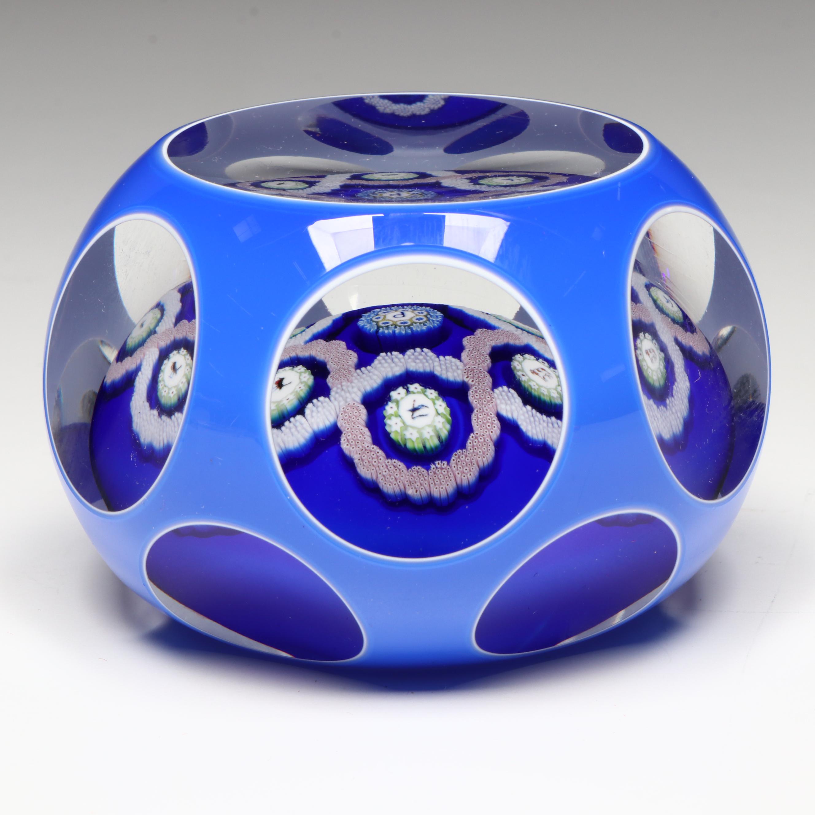 John Deacons for Perthshire Animals and Millefiori Art Glass Paperweight