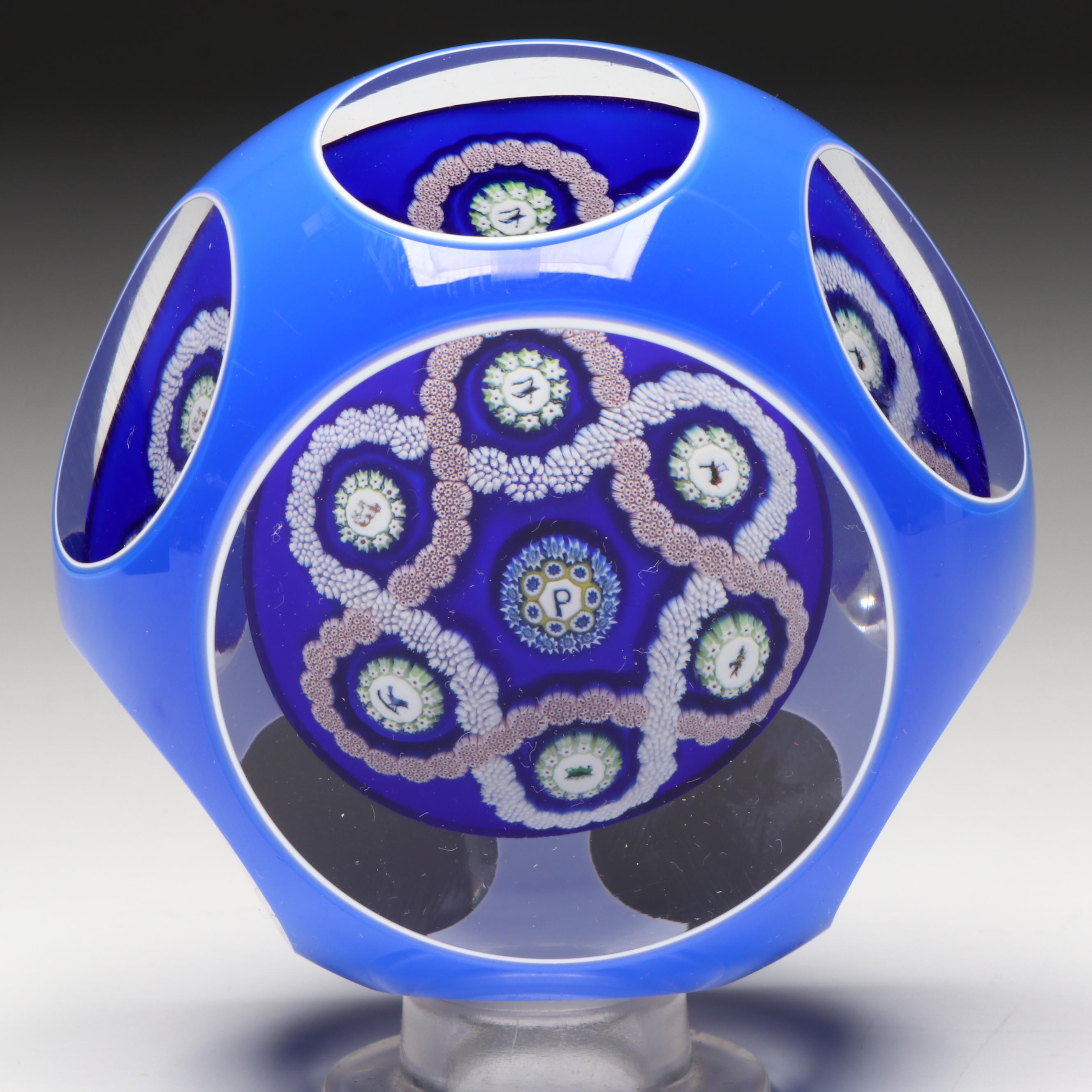 John Deacons for Perthshire Animals and Millefiori Art Glass Paperweight