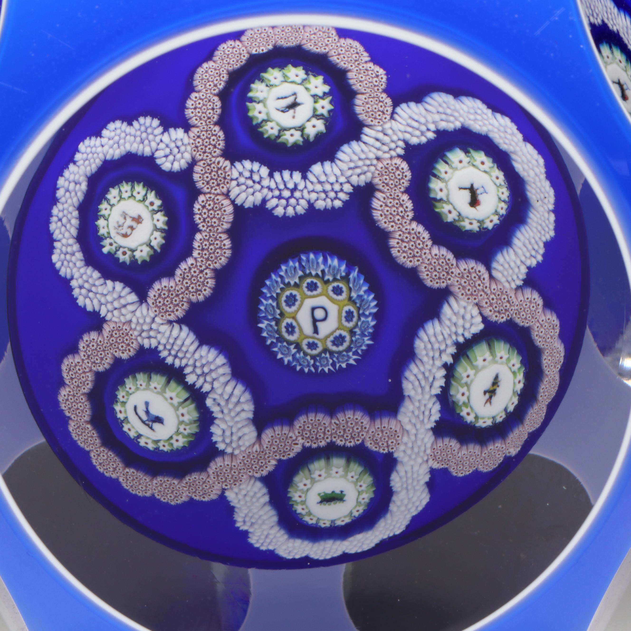 John Deacons for Perthshire Animals and Millefiori Art Glass Paperweight