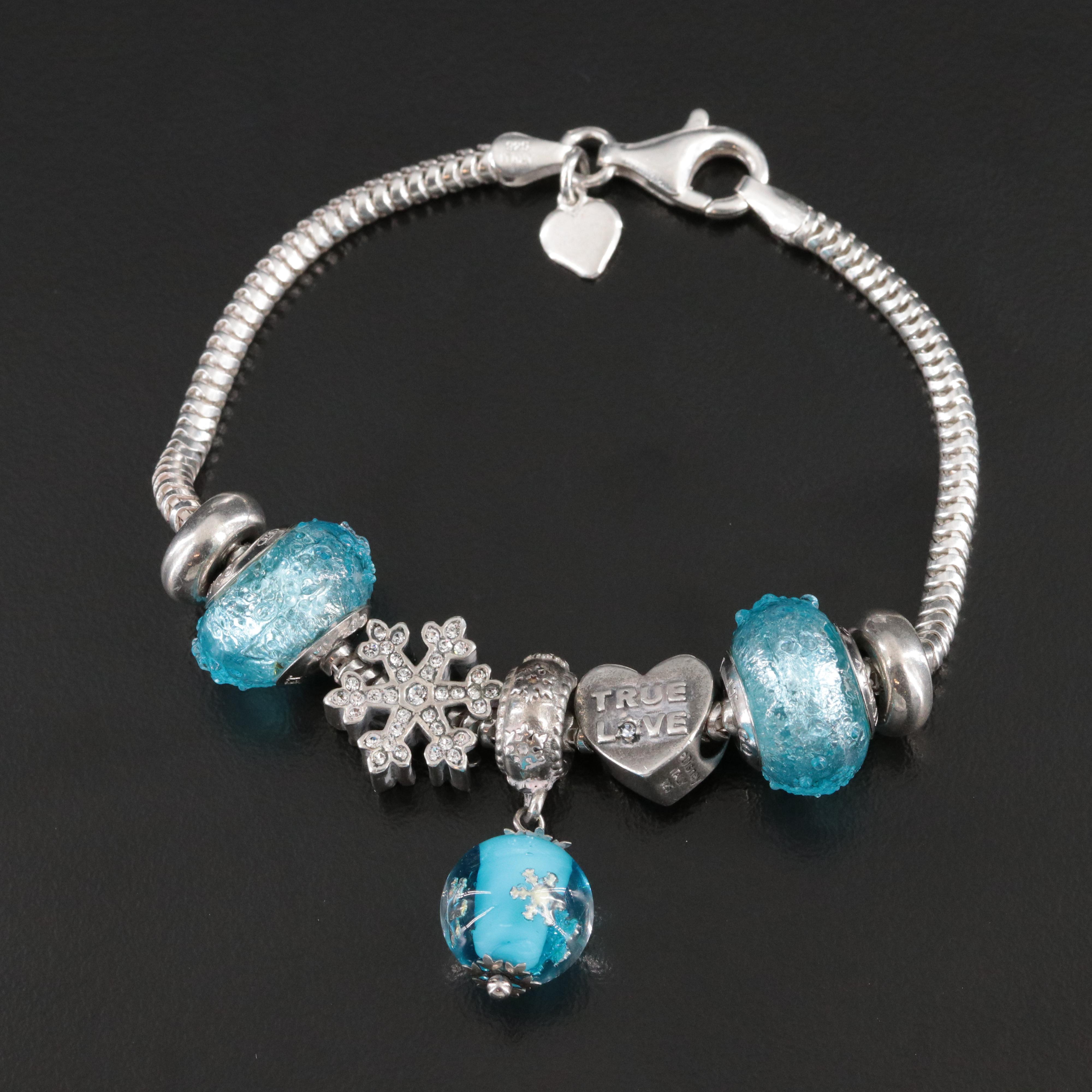 Disney and Charmed Memories Sterling Frozen Themed Charm Bracelet