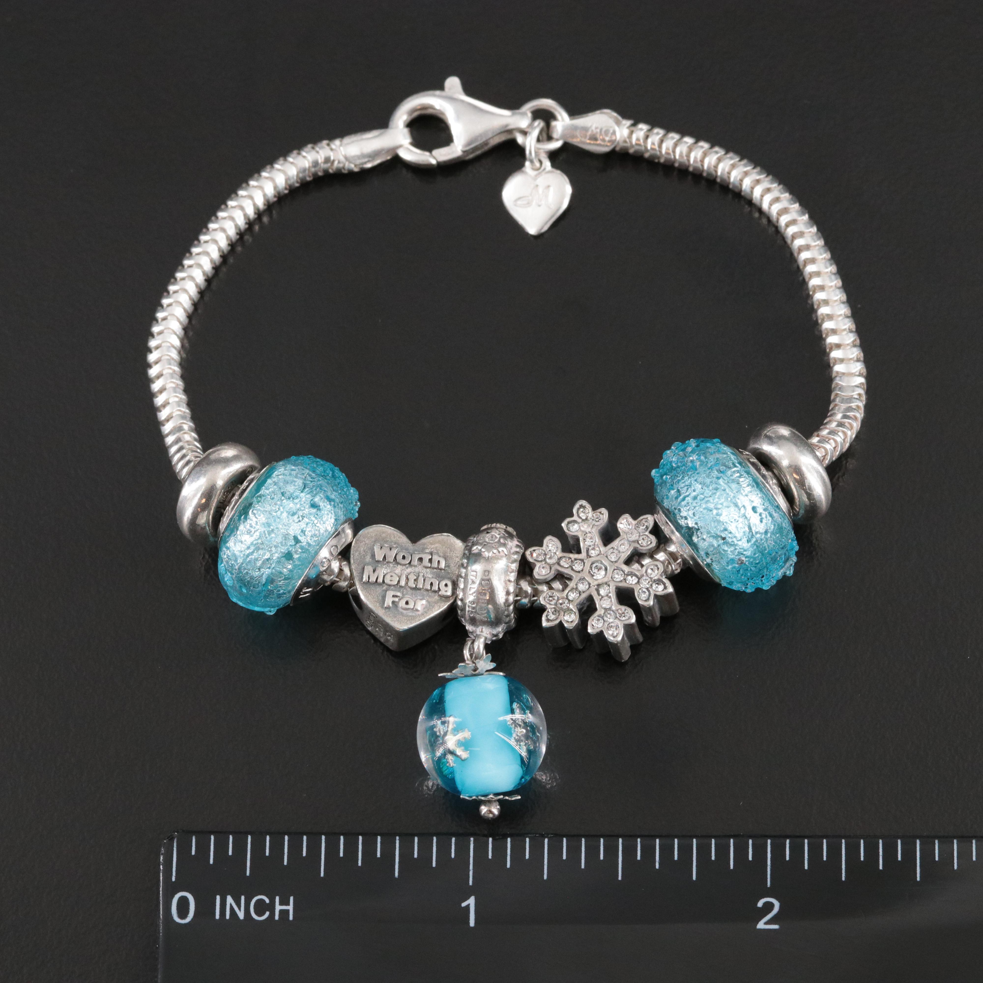 Disney and Charmed Memories Sterling Frozen Themed Charm Bracelet