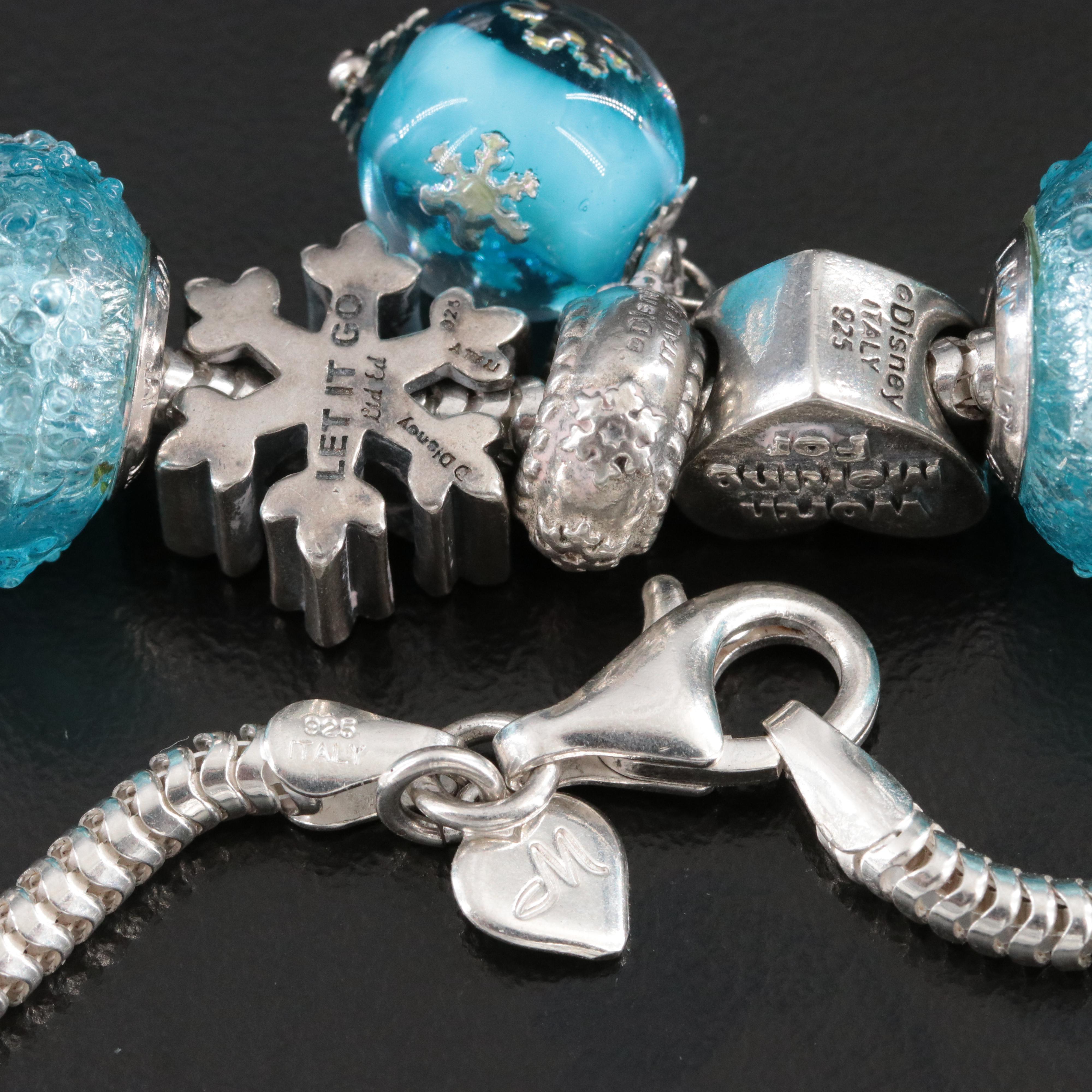 Disney and Charmed Memories Sterling Frozen Themed Charm Bracelet