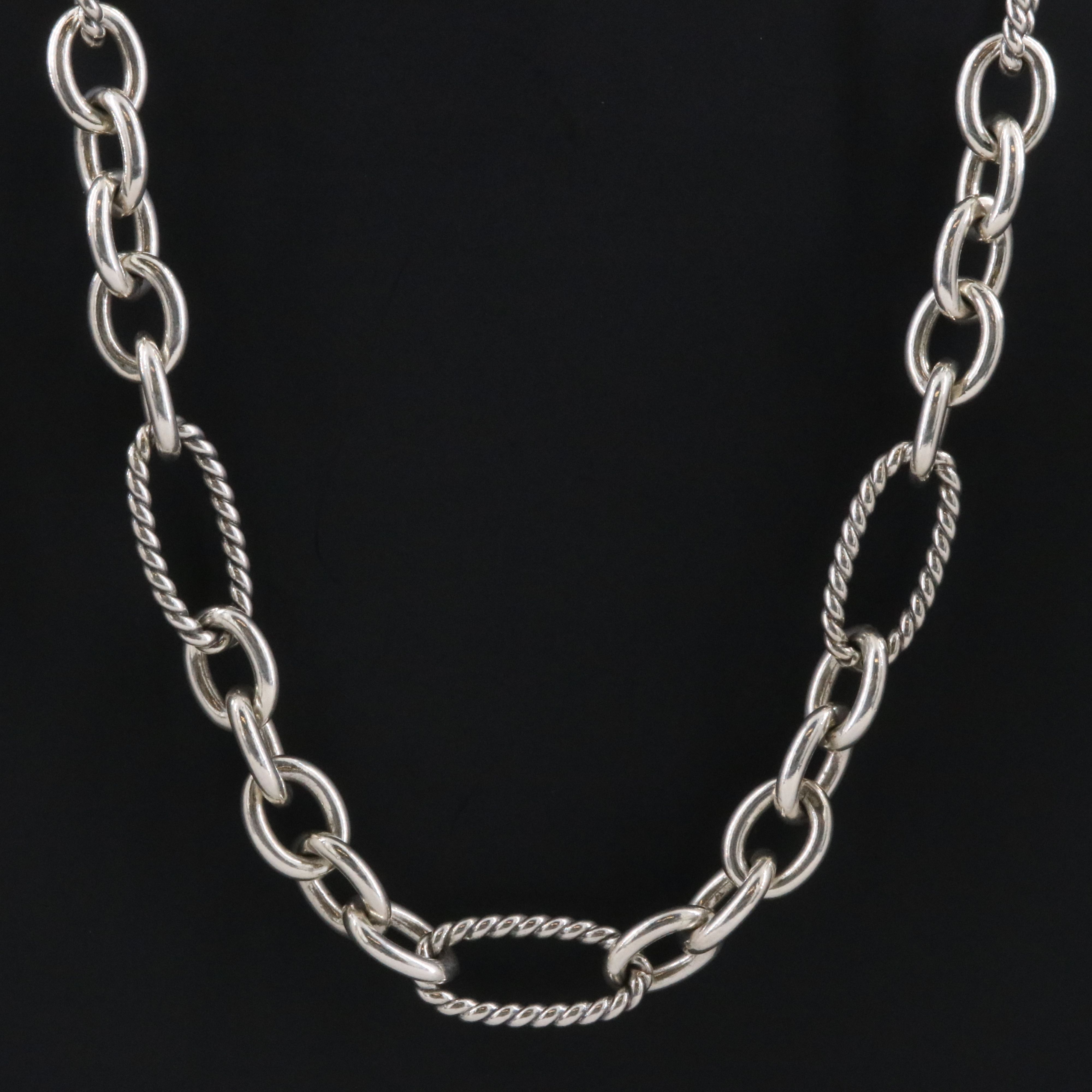 David Yurman Sterling Figaro Link Necklace with 18K Accent