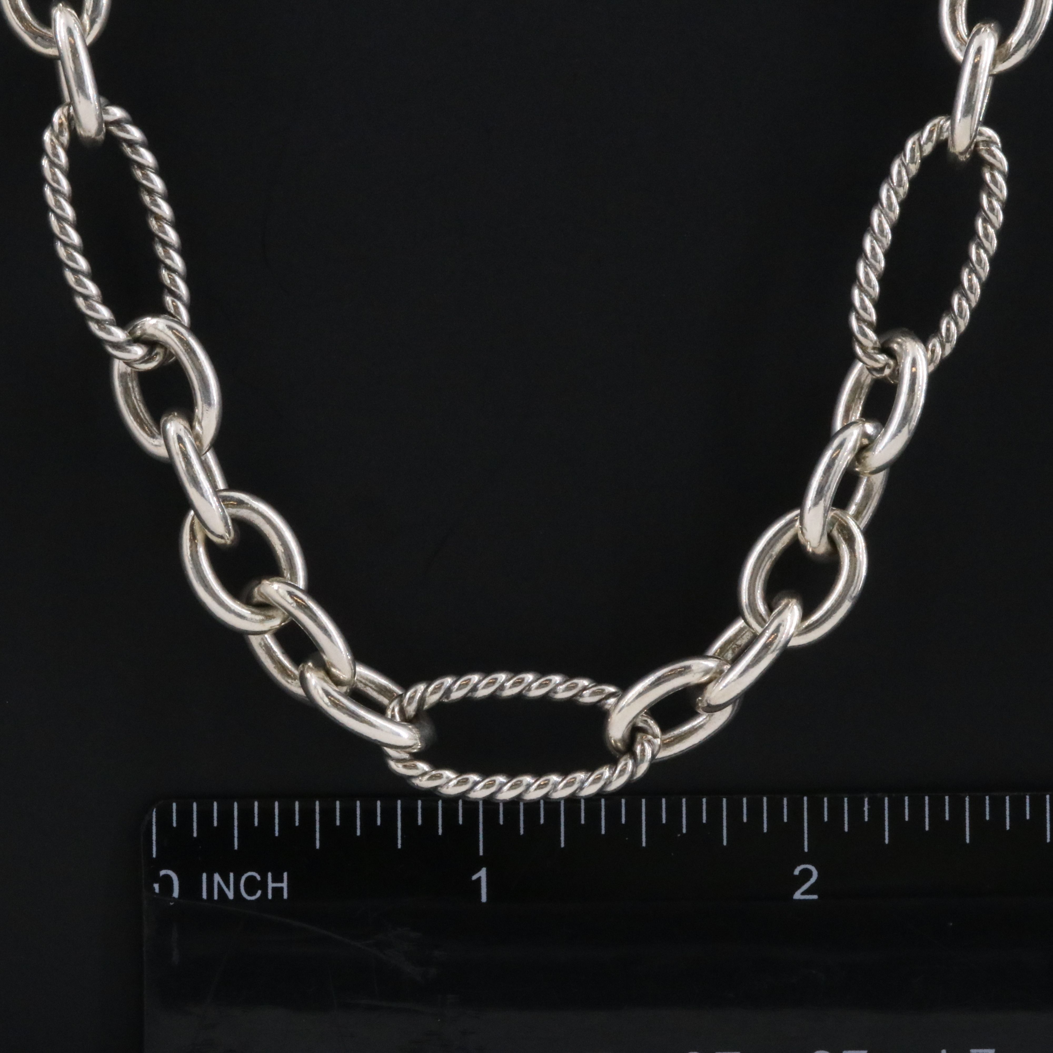 David Yurman Sterling Figaro Link Necklace with 18K Accent