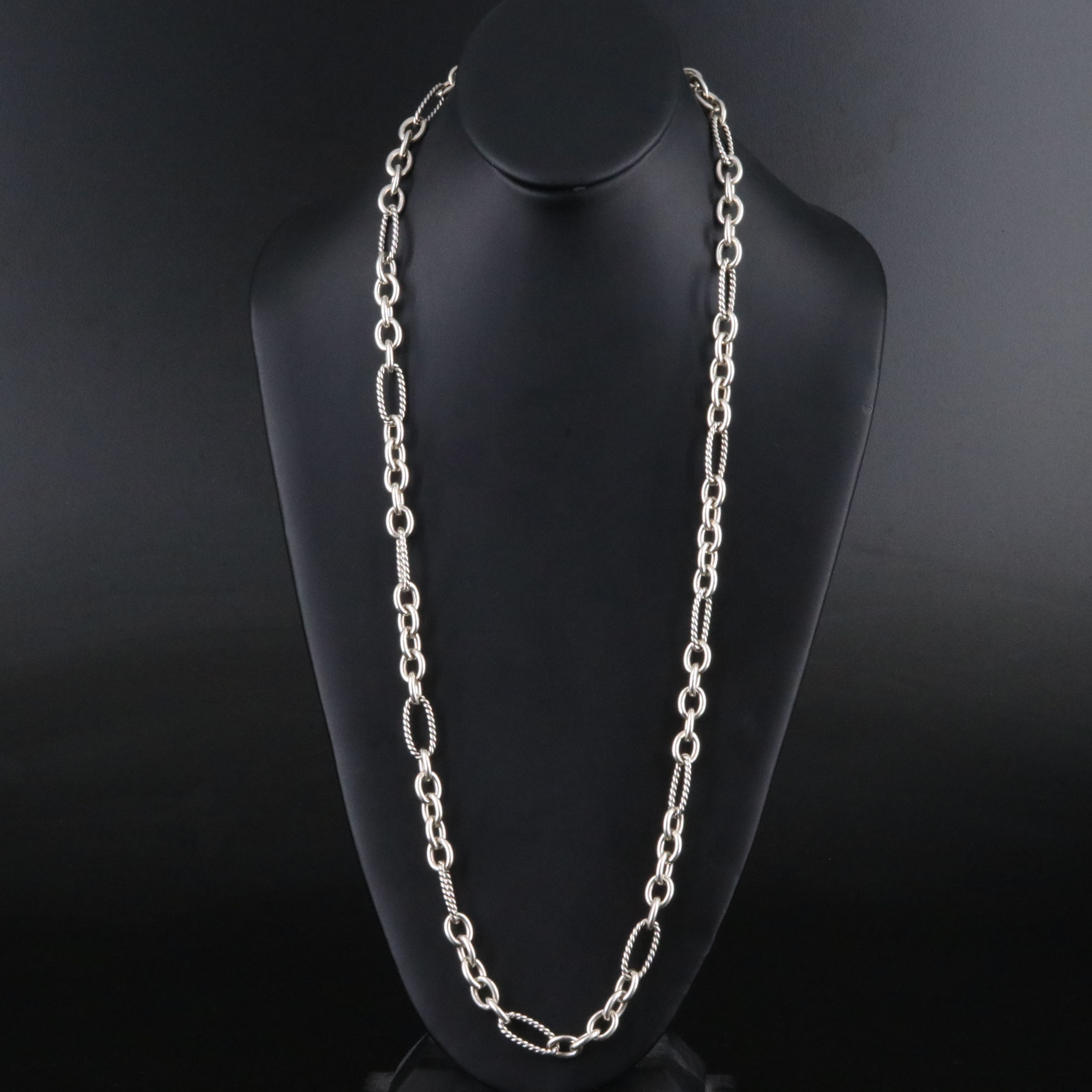 David Yurman Sterling Figaro Link Necklace with 18K Accent