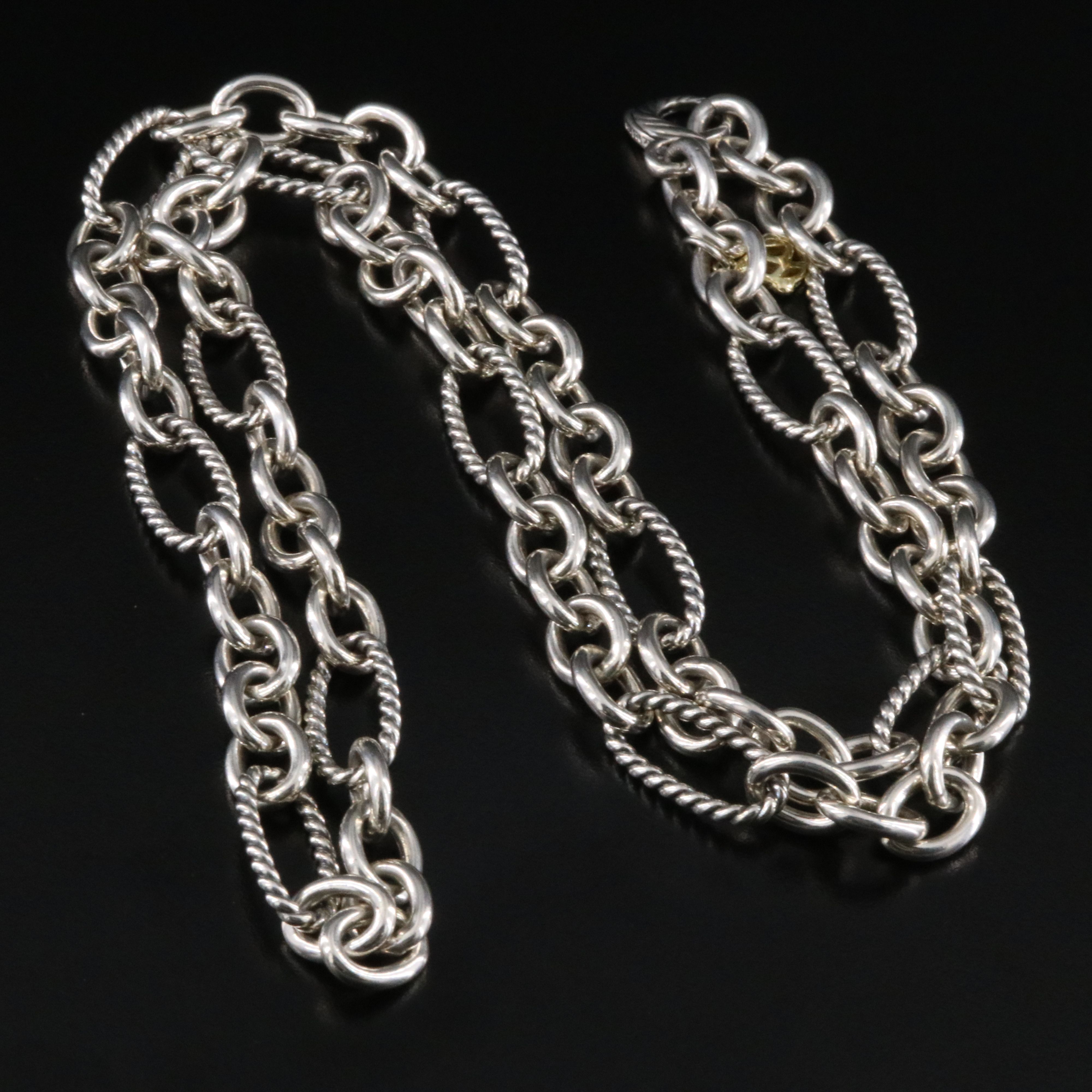 David Yurman Sterling Figaro Link Necklace with 18K Accent