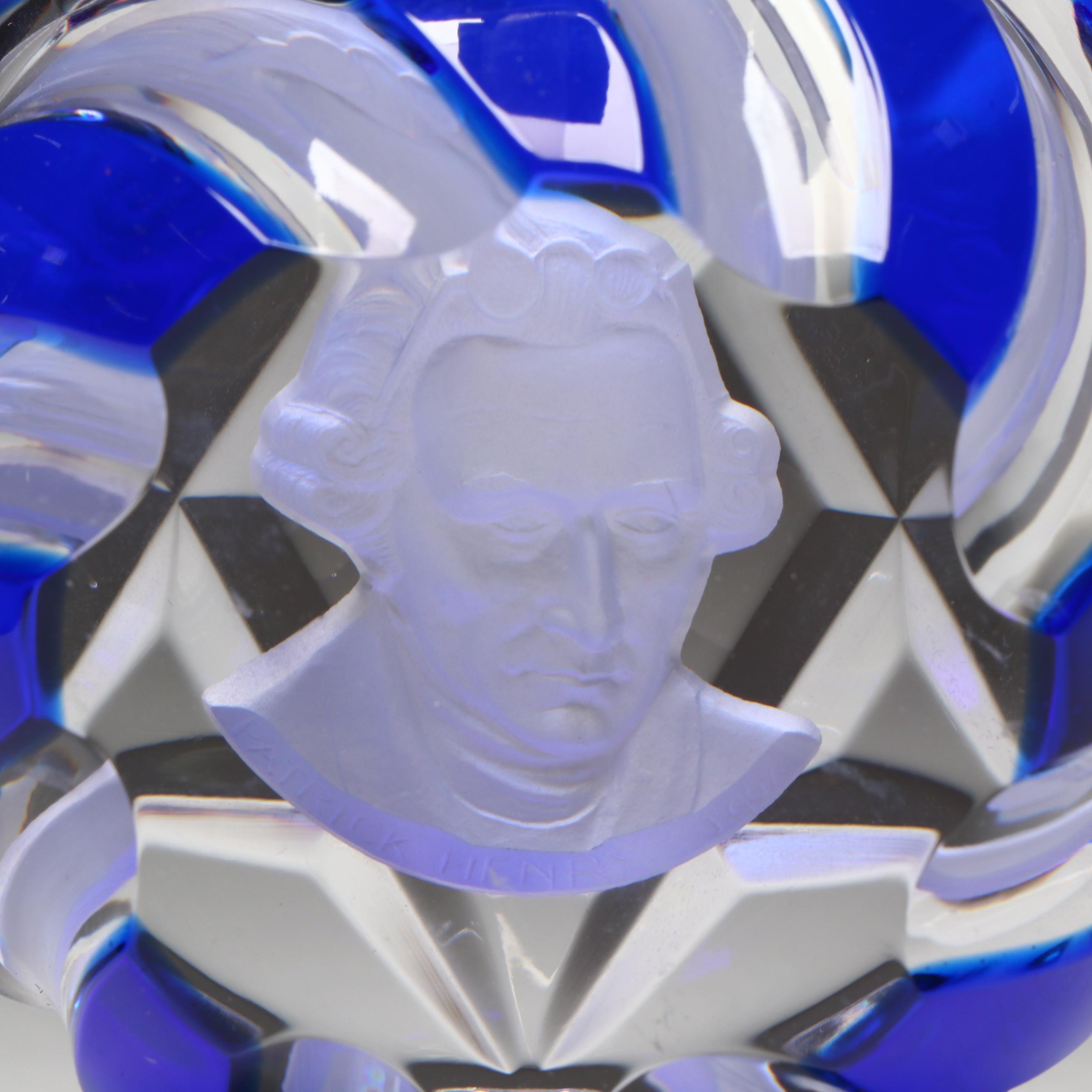 Baccarat Sulphide Patrick Henry Cameo Glass Paperweight, 1977