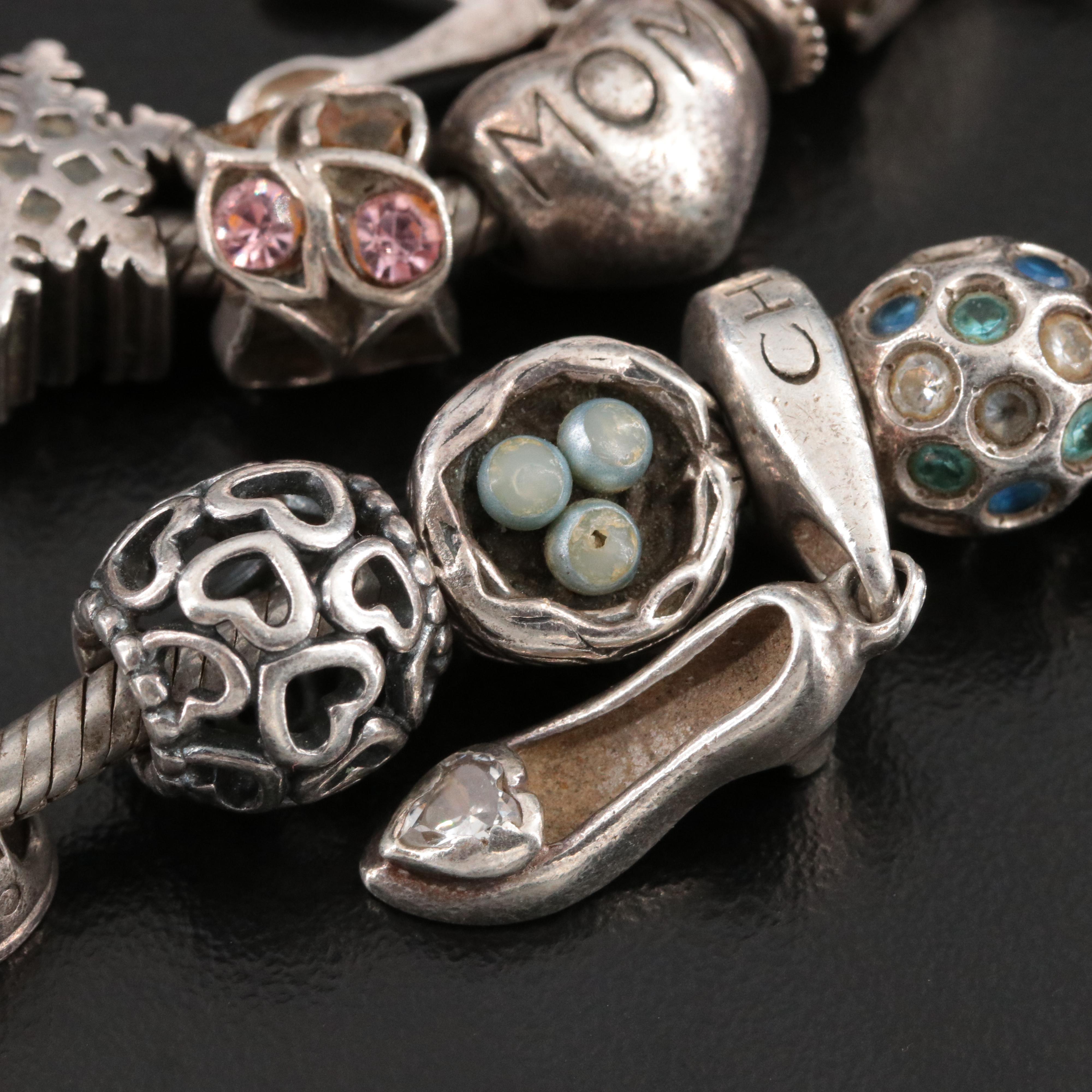 Chamilia Sterling Charm Bracelet with Pearls and CZ