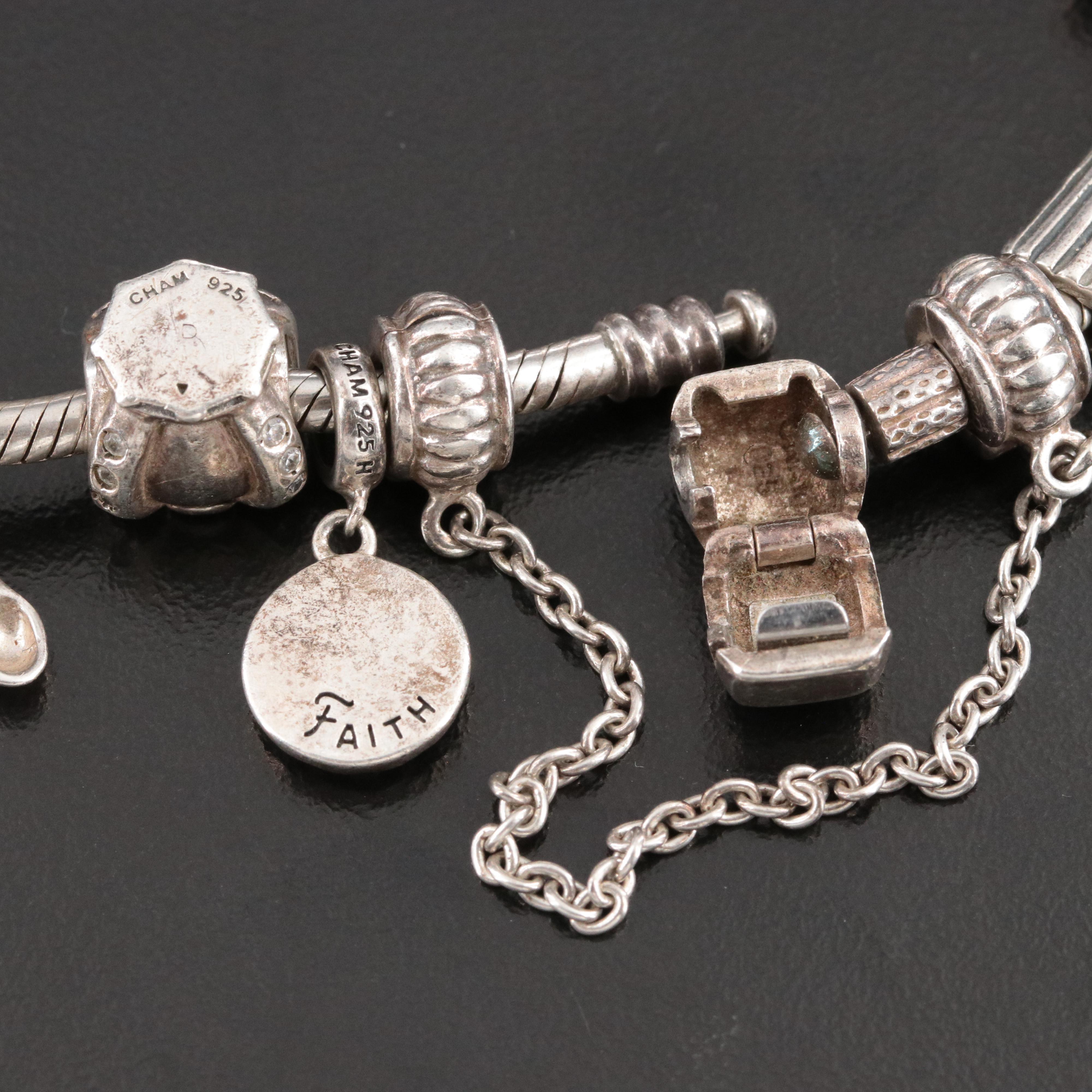 Chamilia Sterling Charm Bracelet with Pearls and CZ