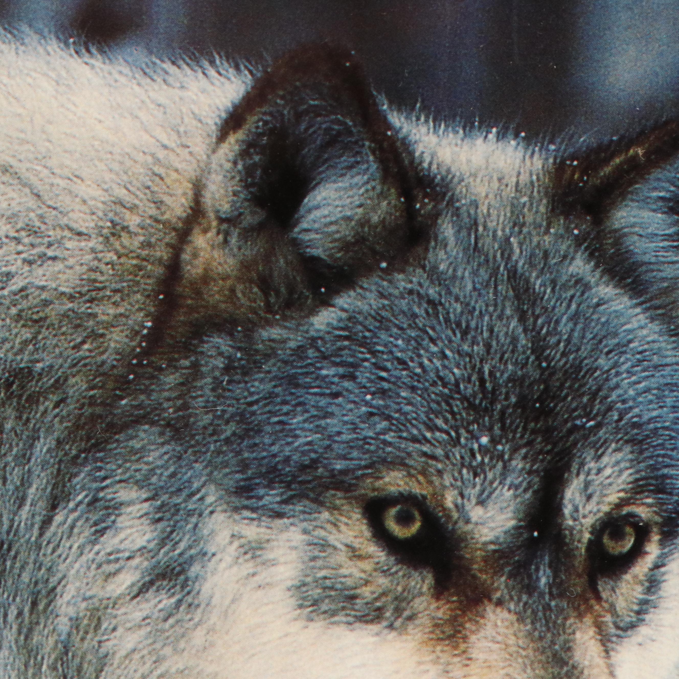 Canine-Themed Offset Lithographs of Yellow Lab and Wolf