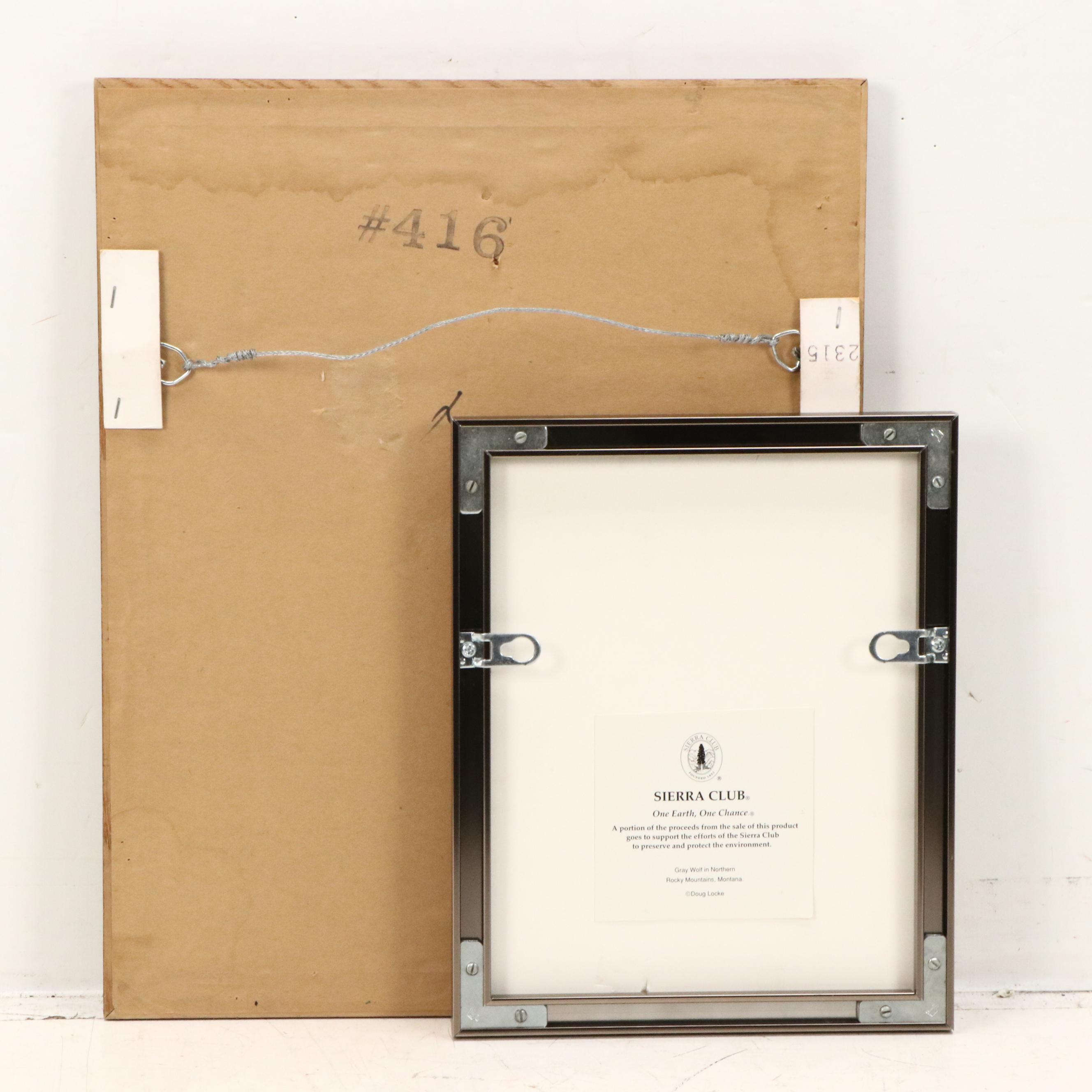 Canine-Themed Offset Lithographs of Yellow Lab and Wolf