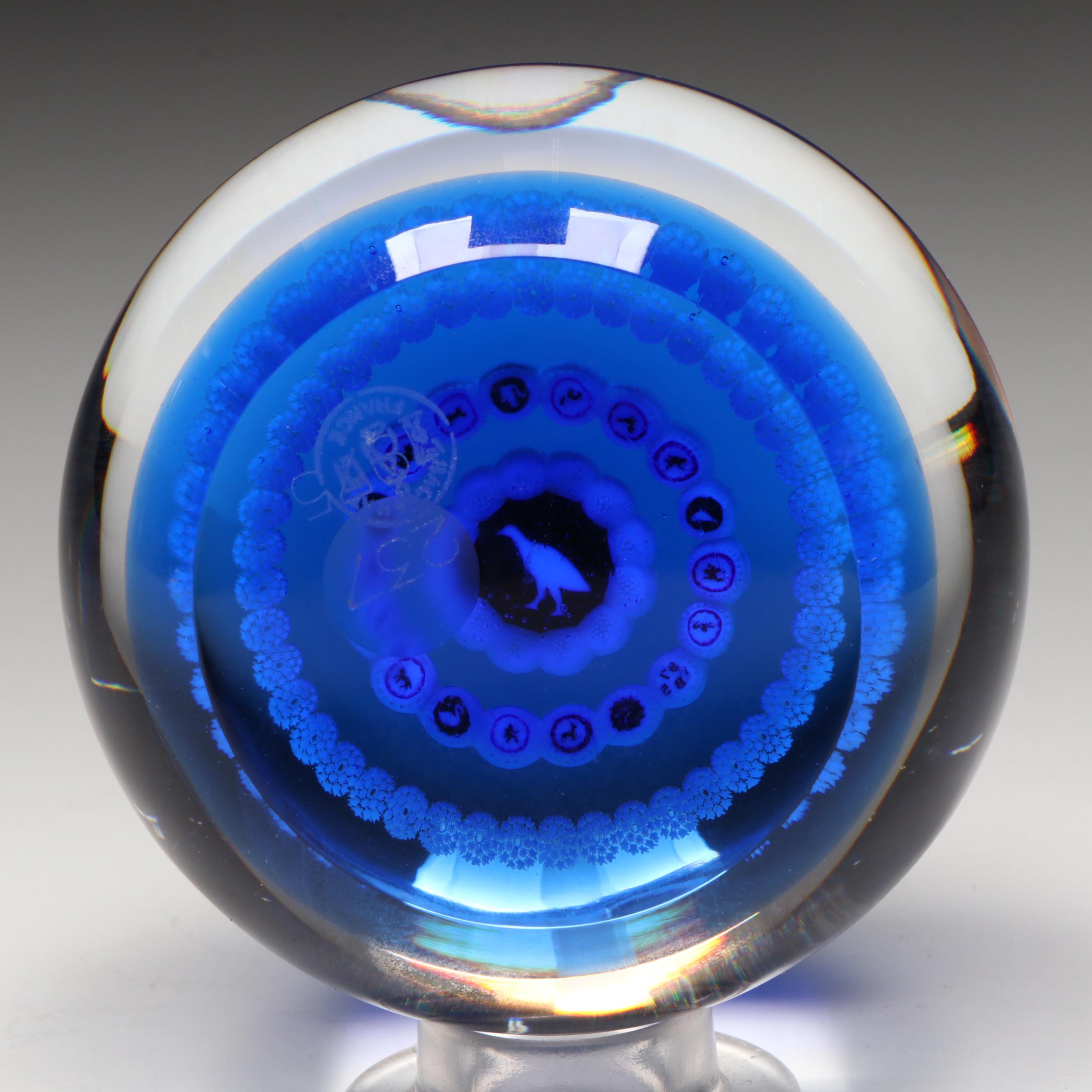 Baccarat Limited Edition Gridel Series Pheasant Glass Paperweight, 1975