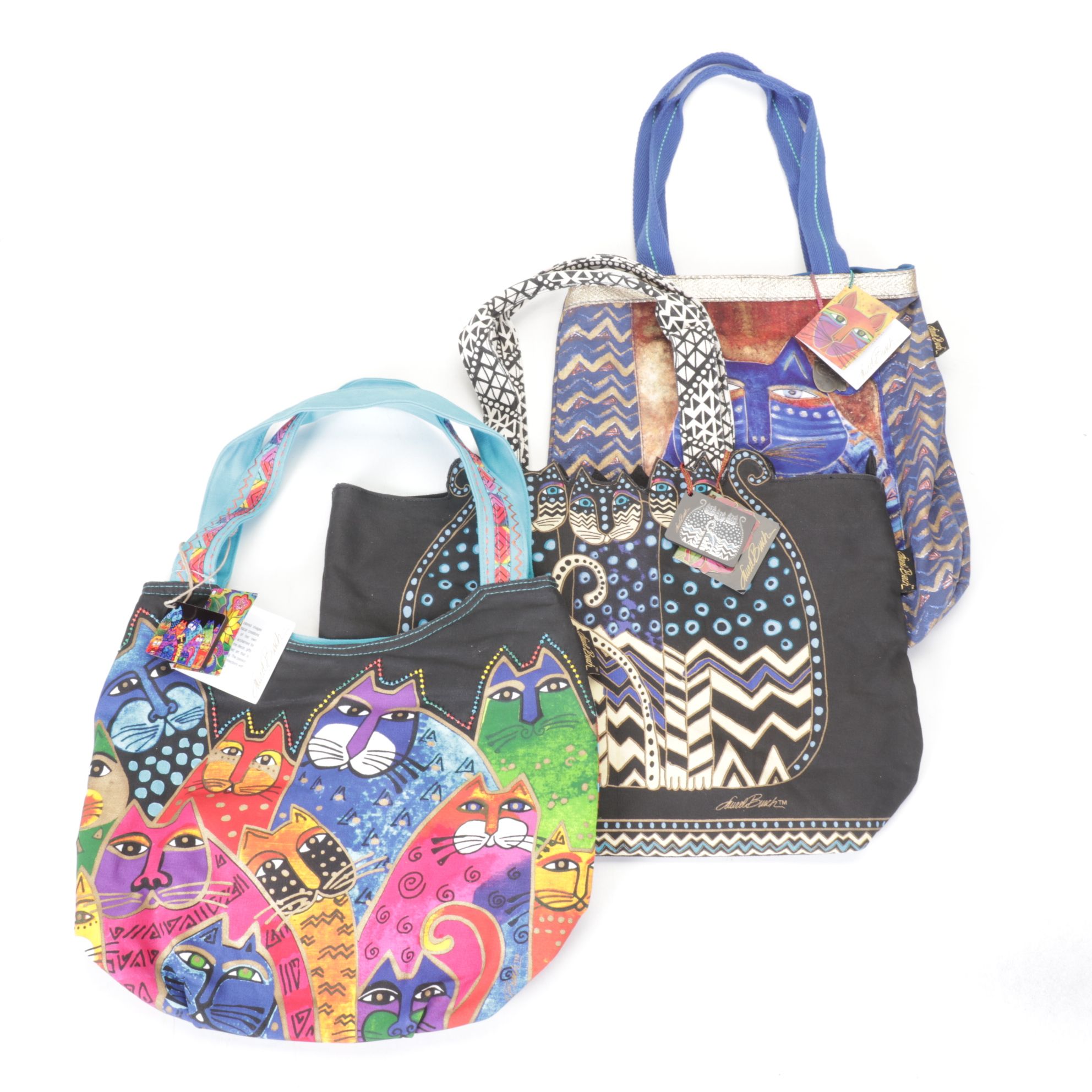 Laurel Burch Handmade Cat Print Tote Bags