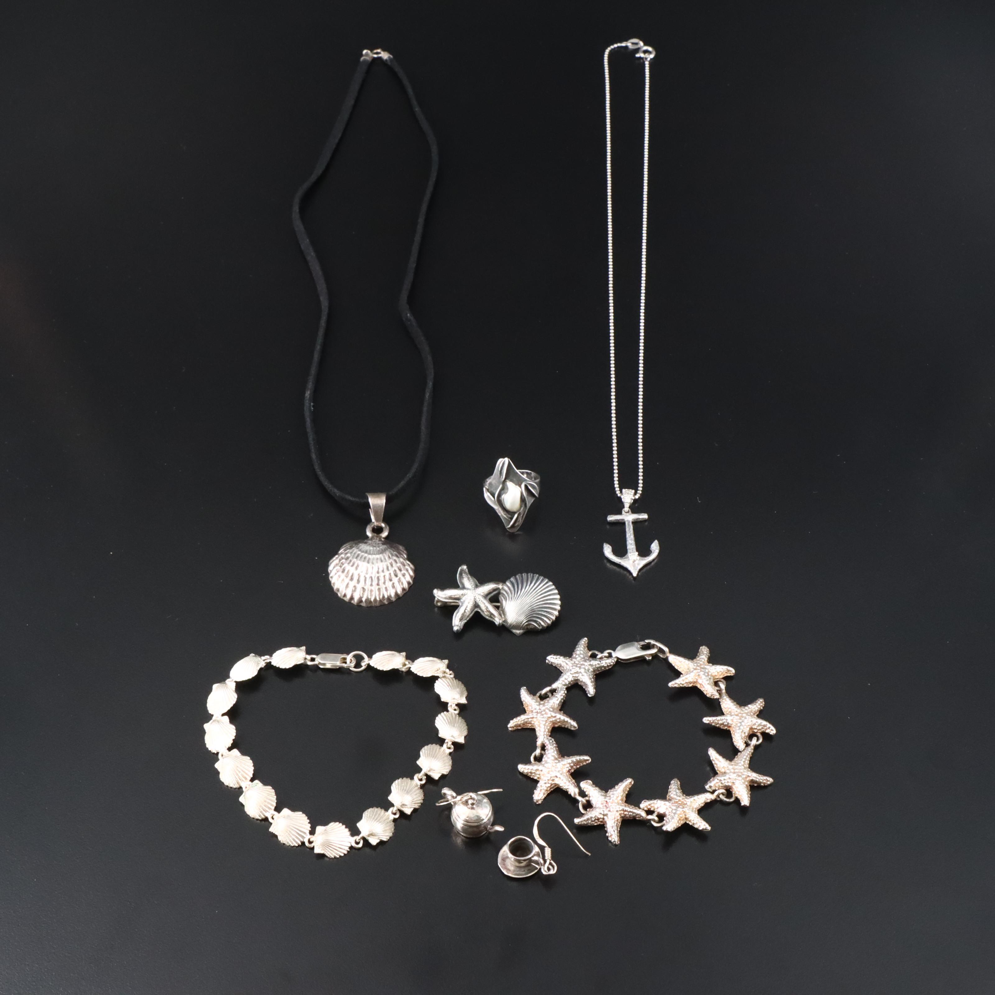 Sterling Sea Life Jewelry Including Pearl