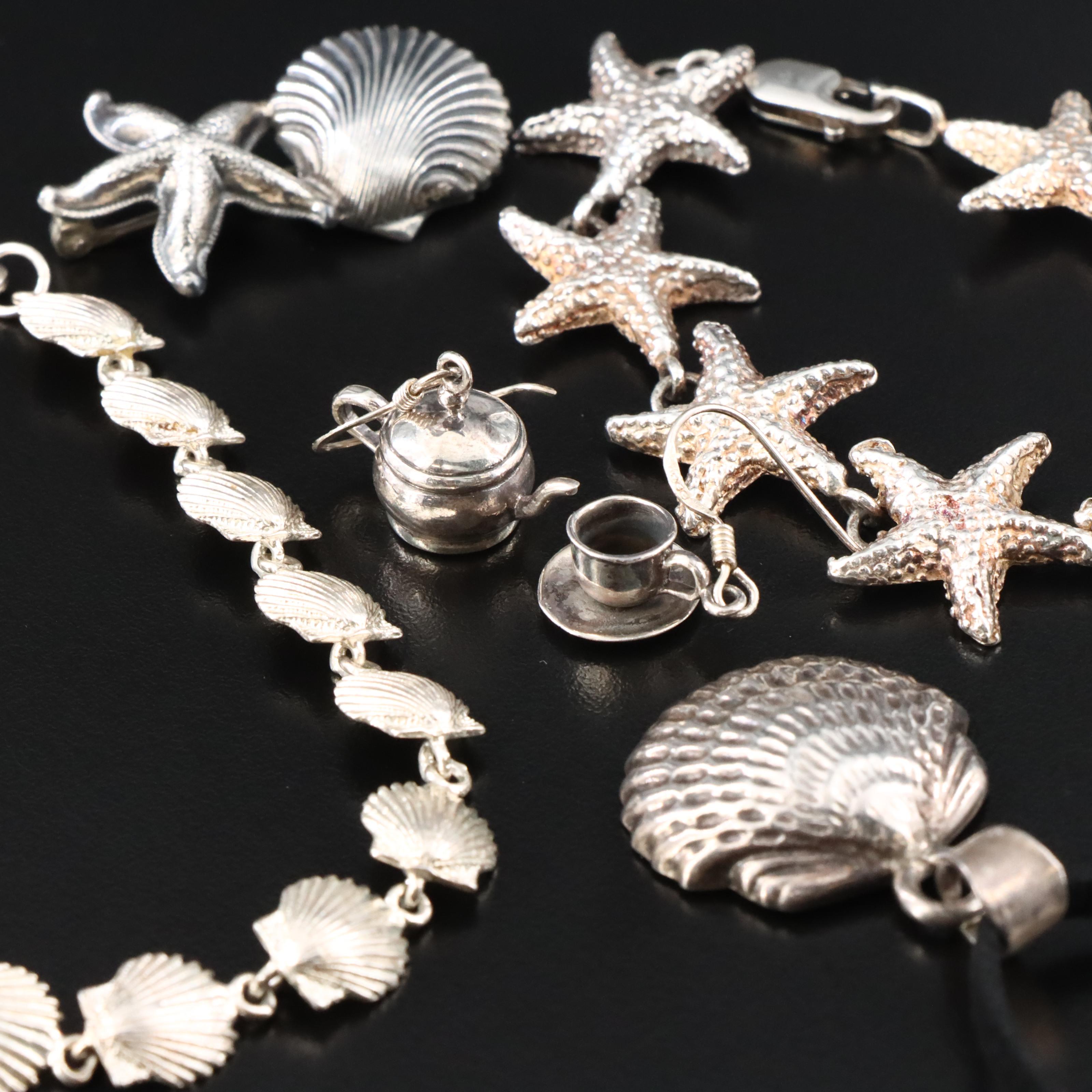 Sterling Sea Life Jewelry Including Pearl