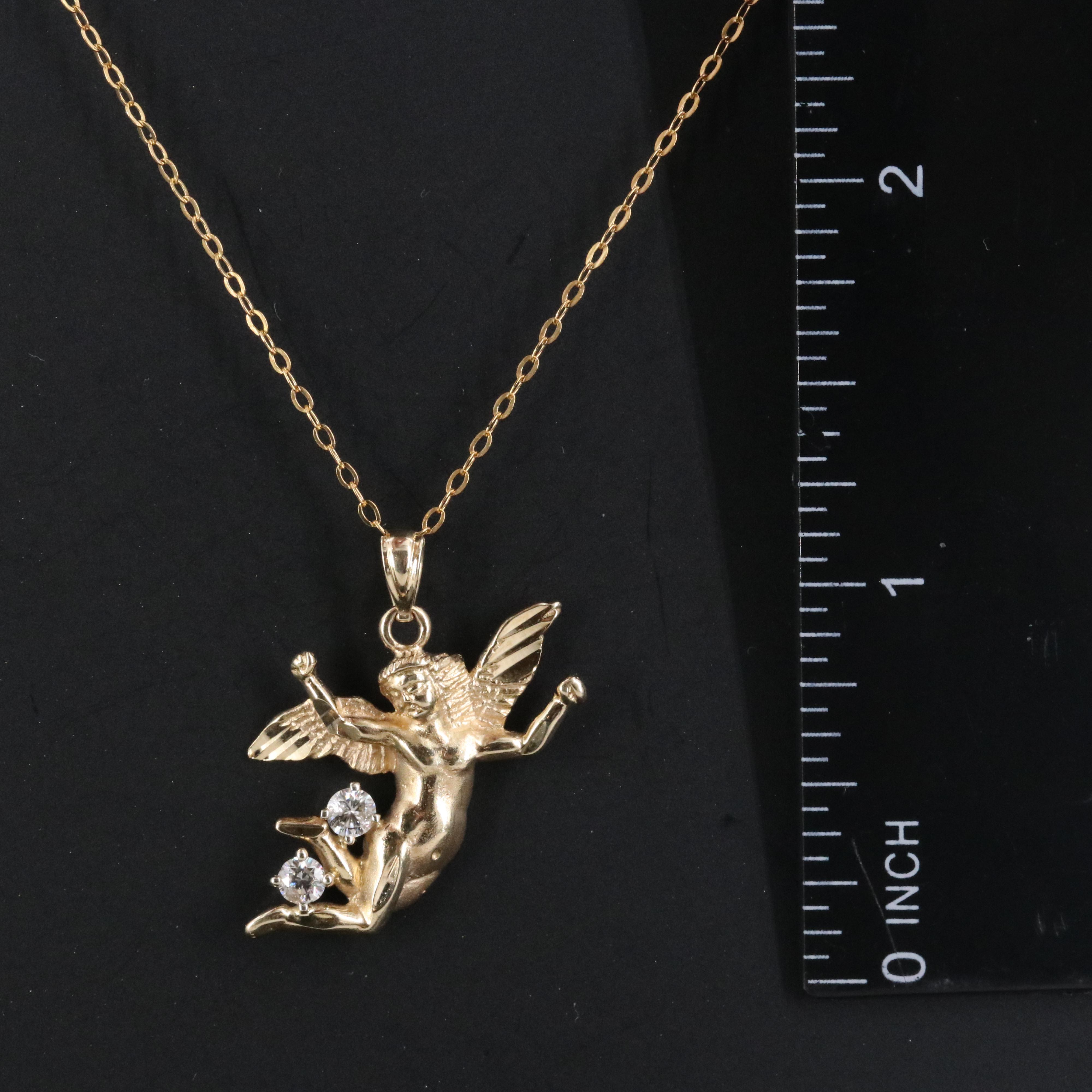14K 0.22 CTW Diamond Angel Pendant on Gold-Filled Chain Necklace