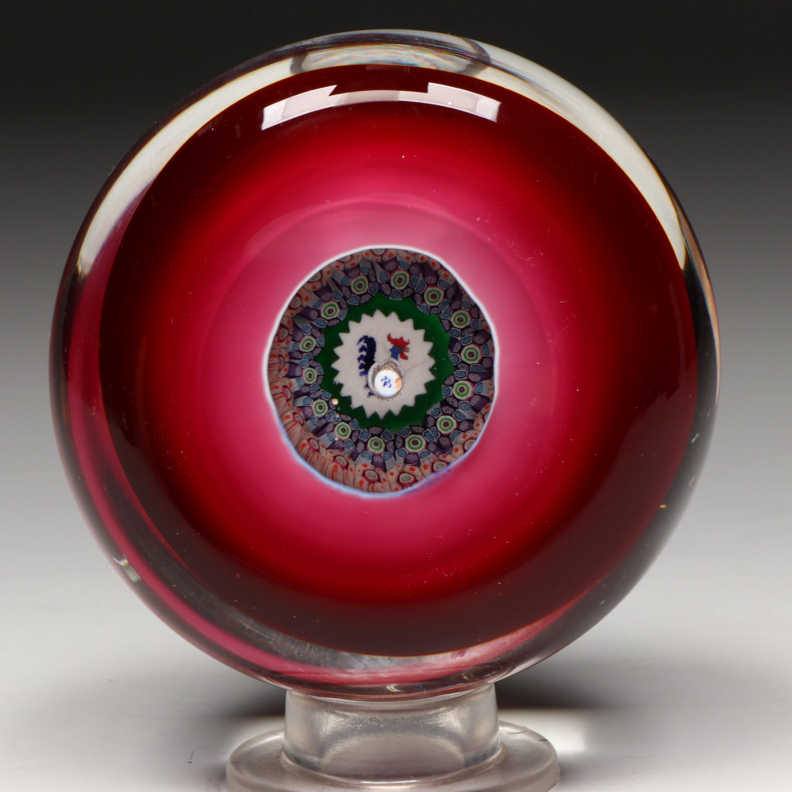 Perthshire Cockerel or Rooster Glass Paperweight, 1977