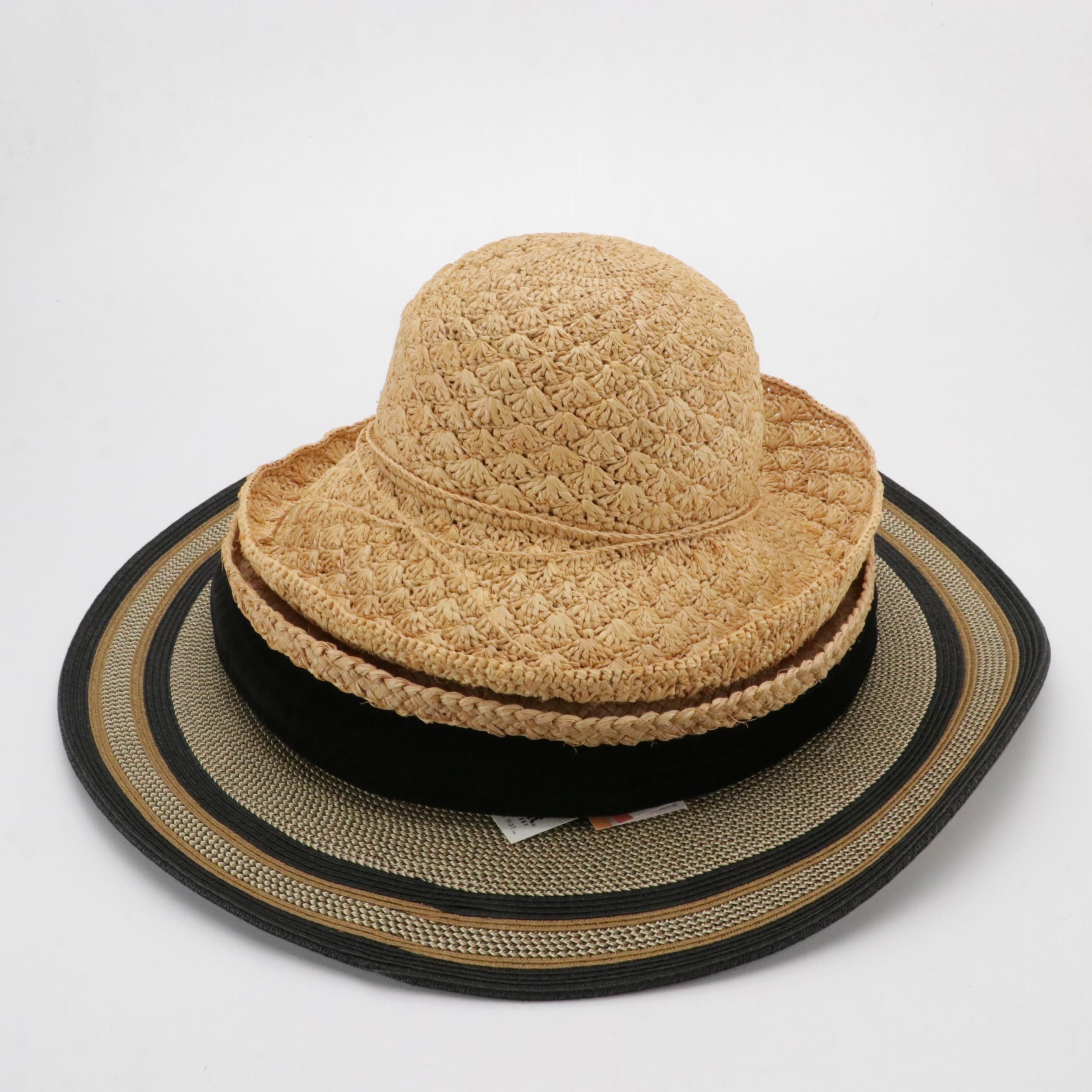 Floppy Sun Hat, Woven Fiber Hats, and Quilted Velveteen Wide-Brim Hat