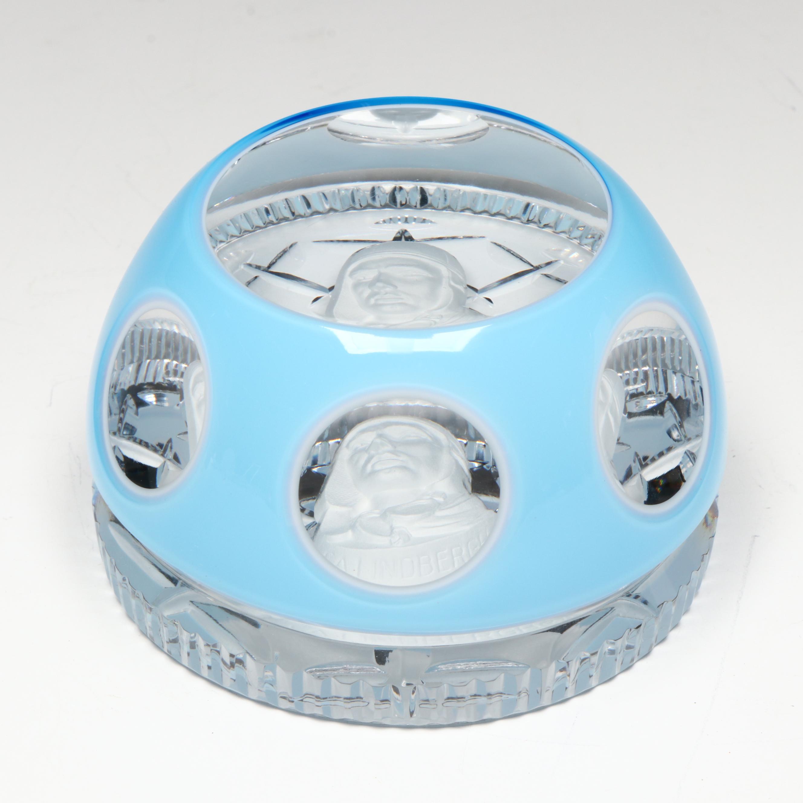 Cristal d'Albret Charles Lindbergh Sulphide Glass Paperweight