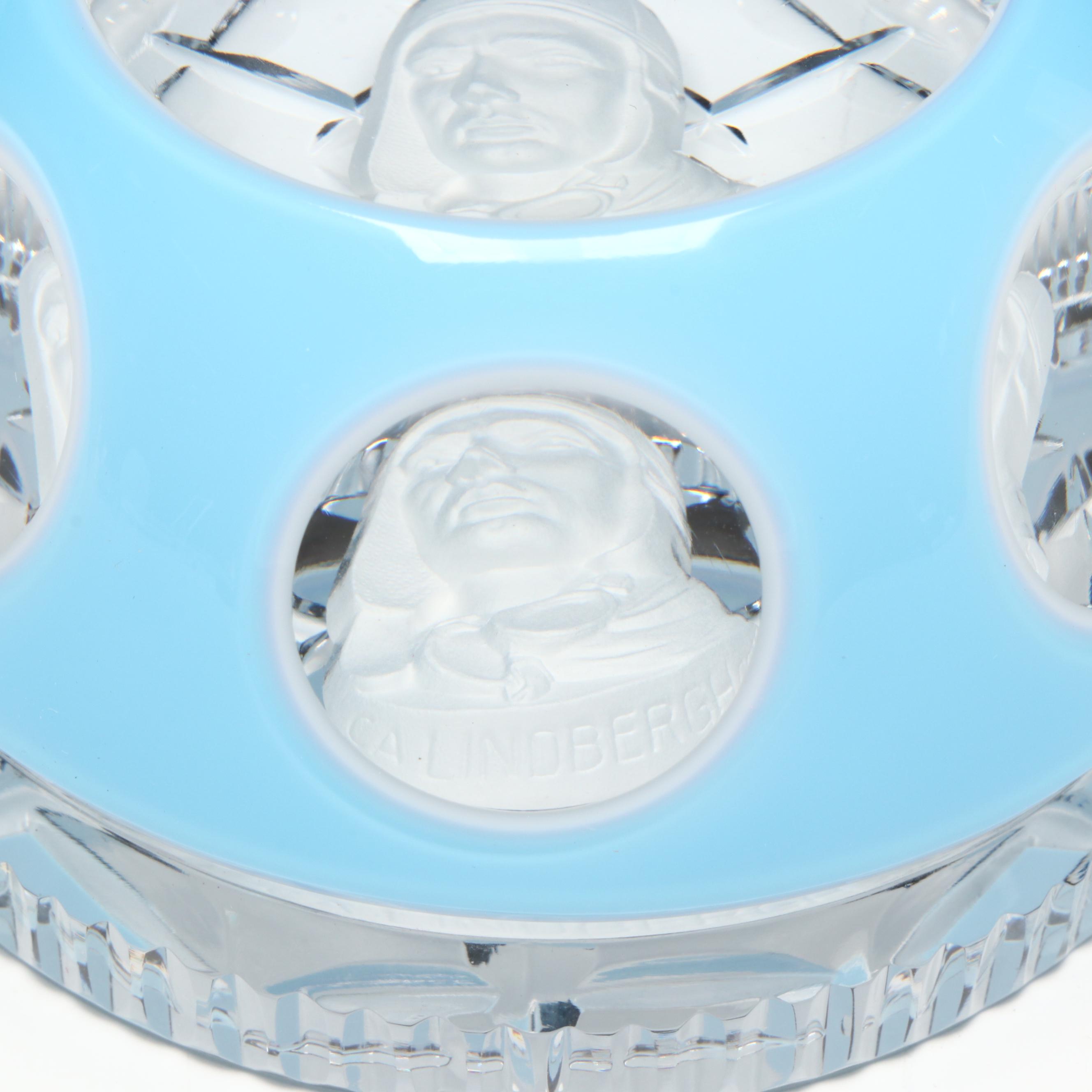 Cristal d'Albret Charles Lindbergh Sulphide Glass Paperweight