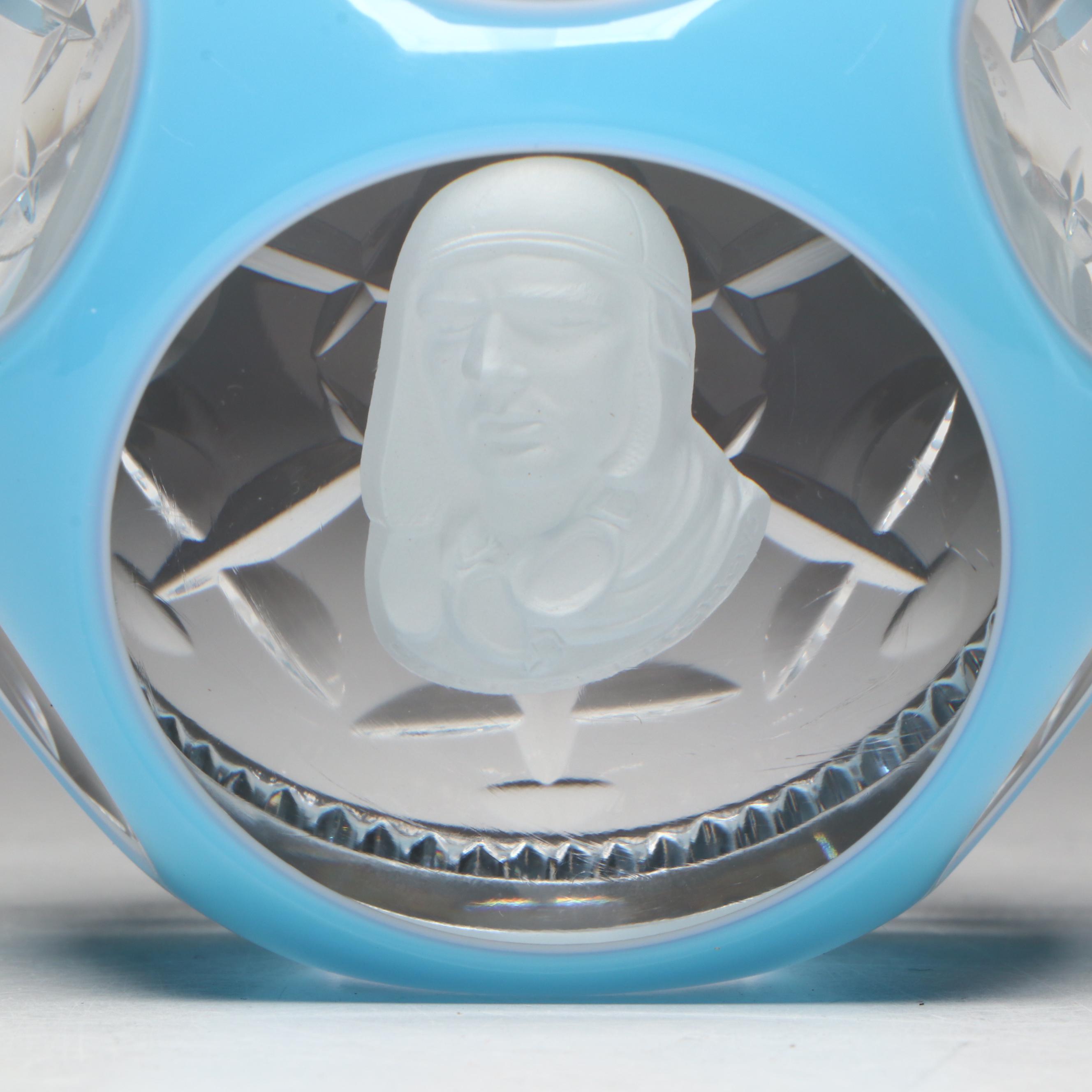 Cristal d'Albret Charles Lindbergh Sulphide Glass Paperweight