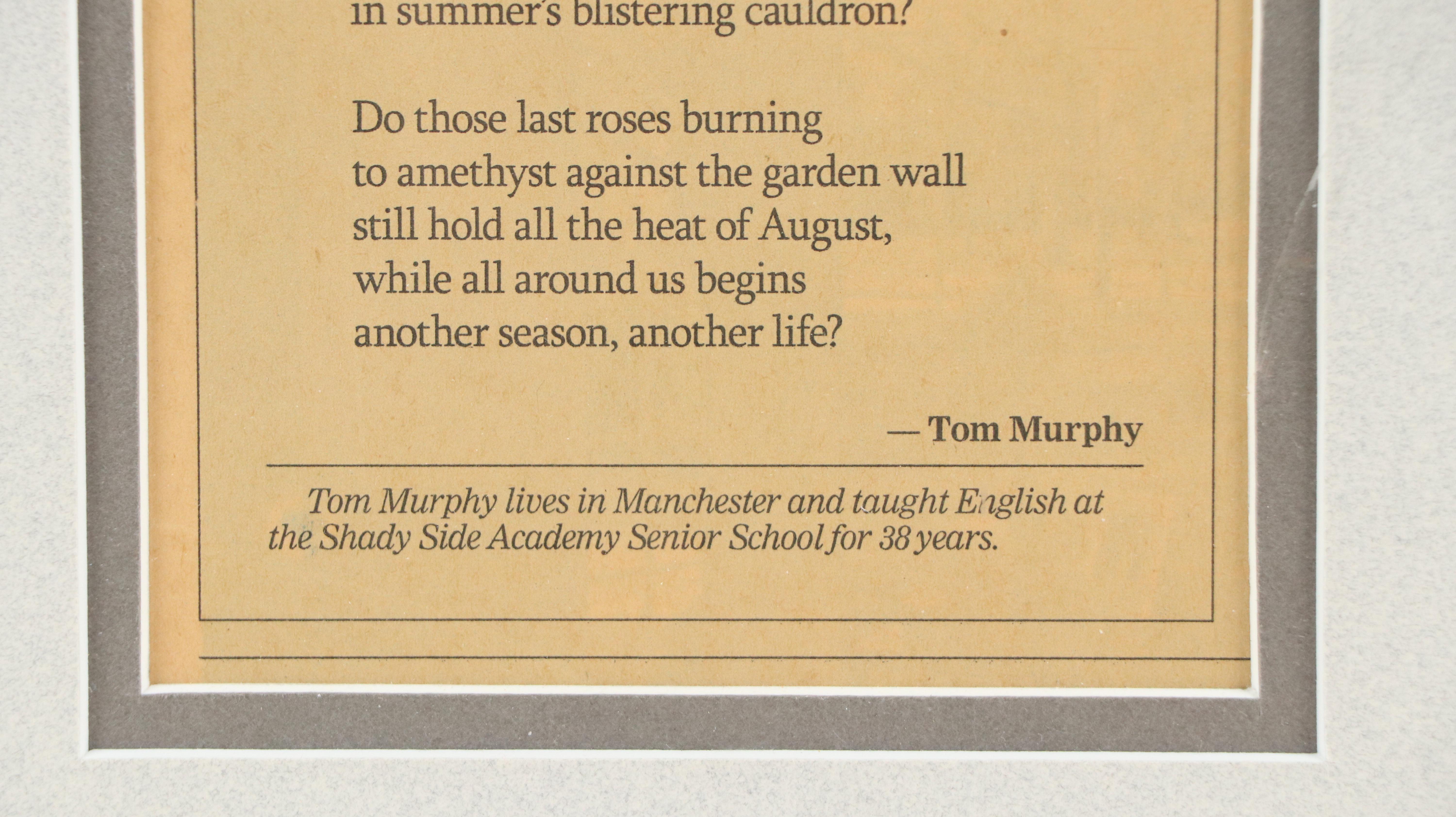 Pittsburgh Post-Gazette Framed "This Season" Poem by Tom Murphy