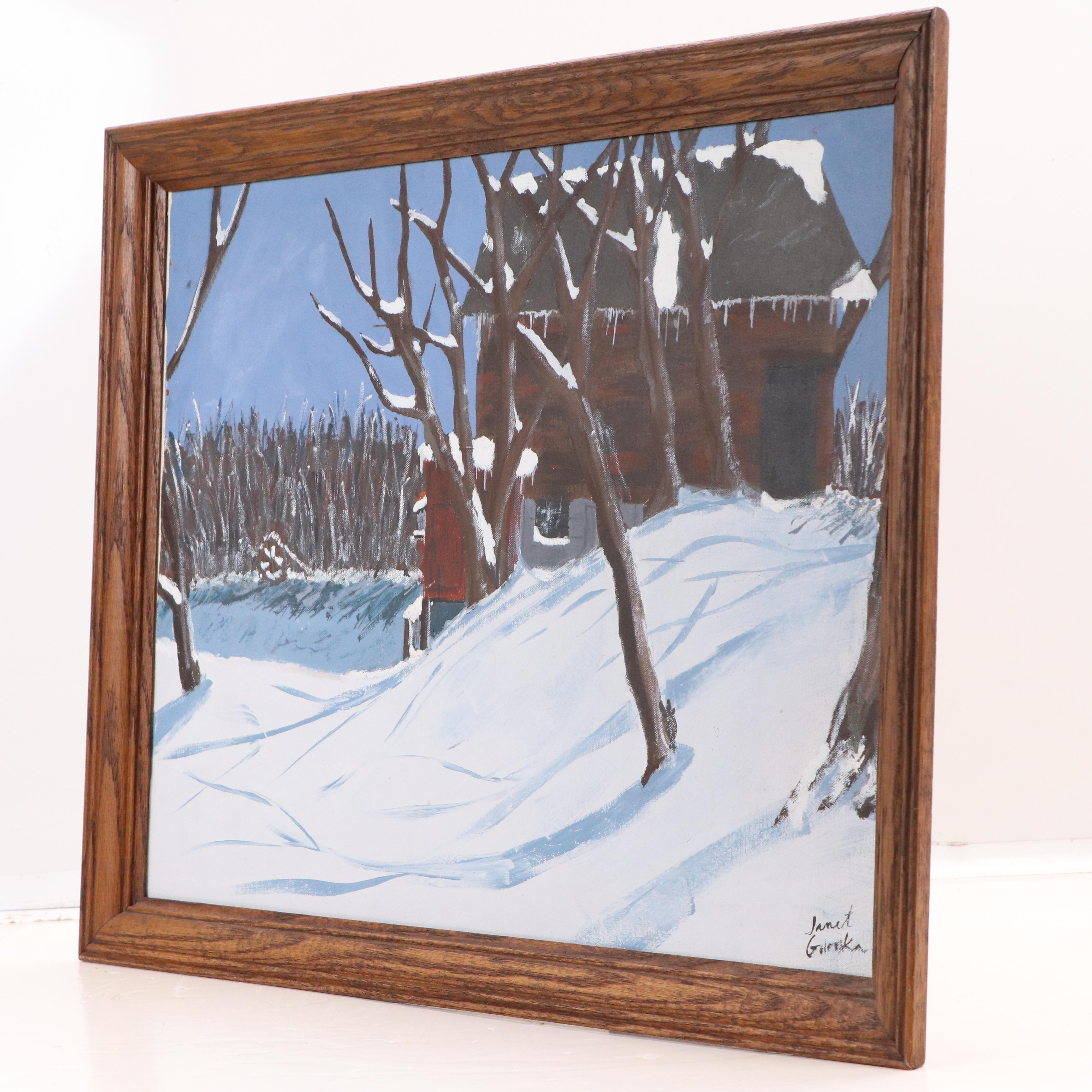 Janet Galenska Snow Scene Oil Painting