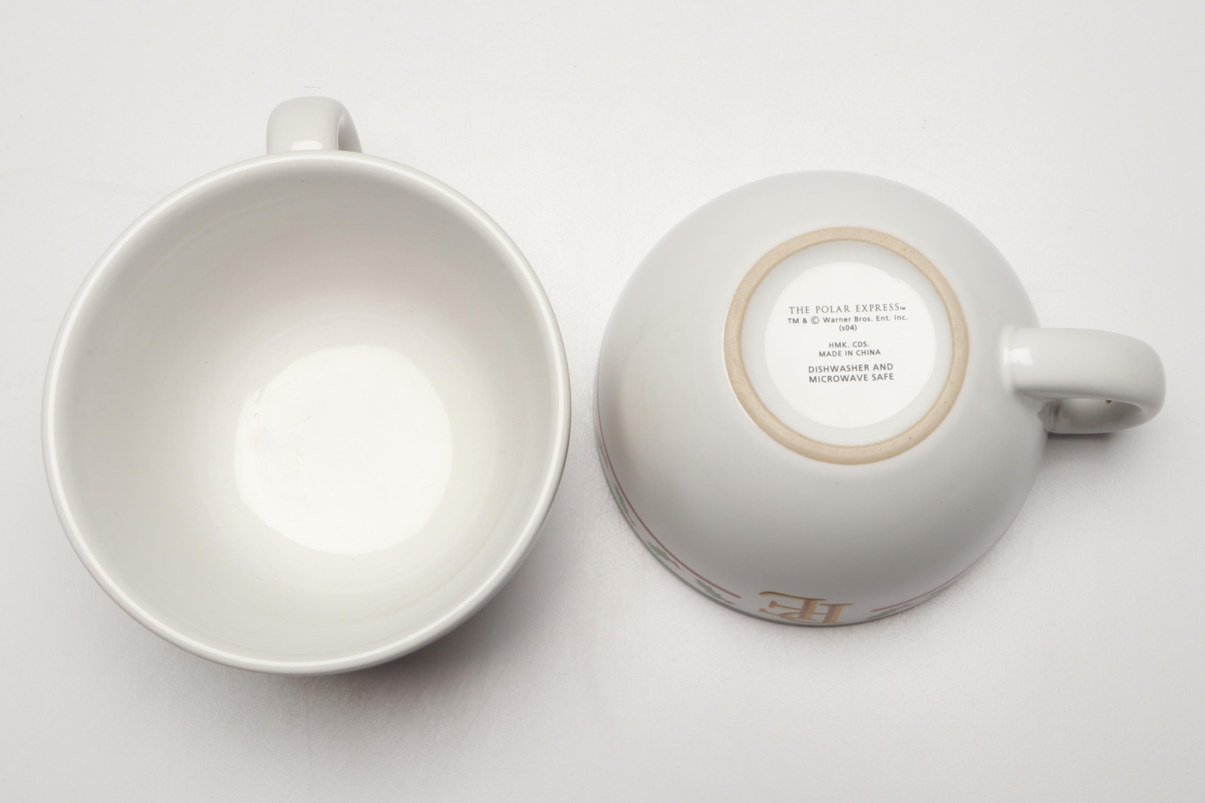 Hallmark Polar Express Hot Cocoa Mug and Saucer Sets, Pewter Port Bell Ornaments