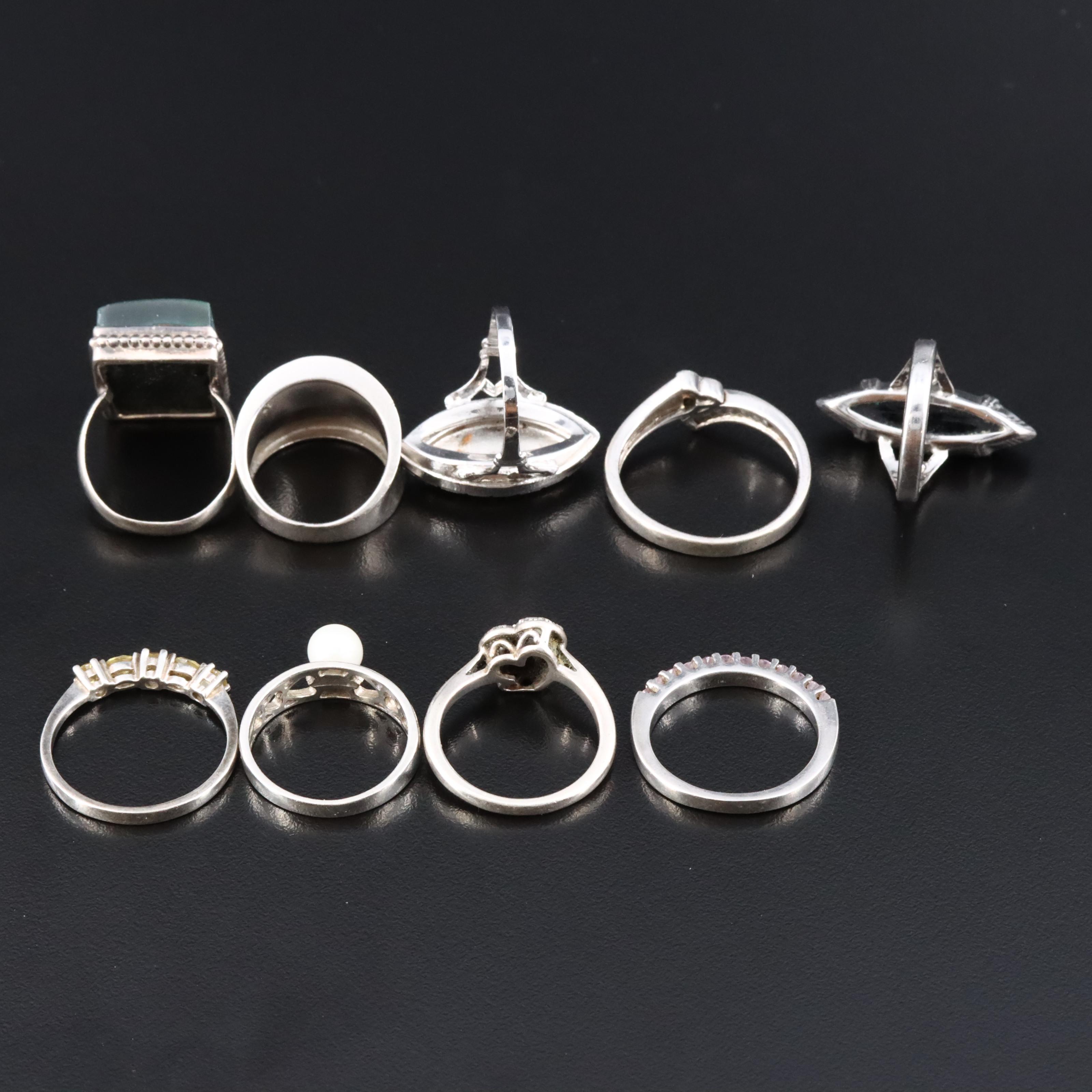 Sterling Ring Collection Featuring Pearl, Rhinestones and CZ