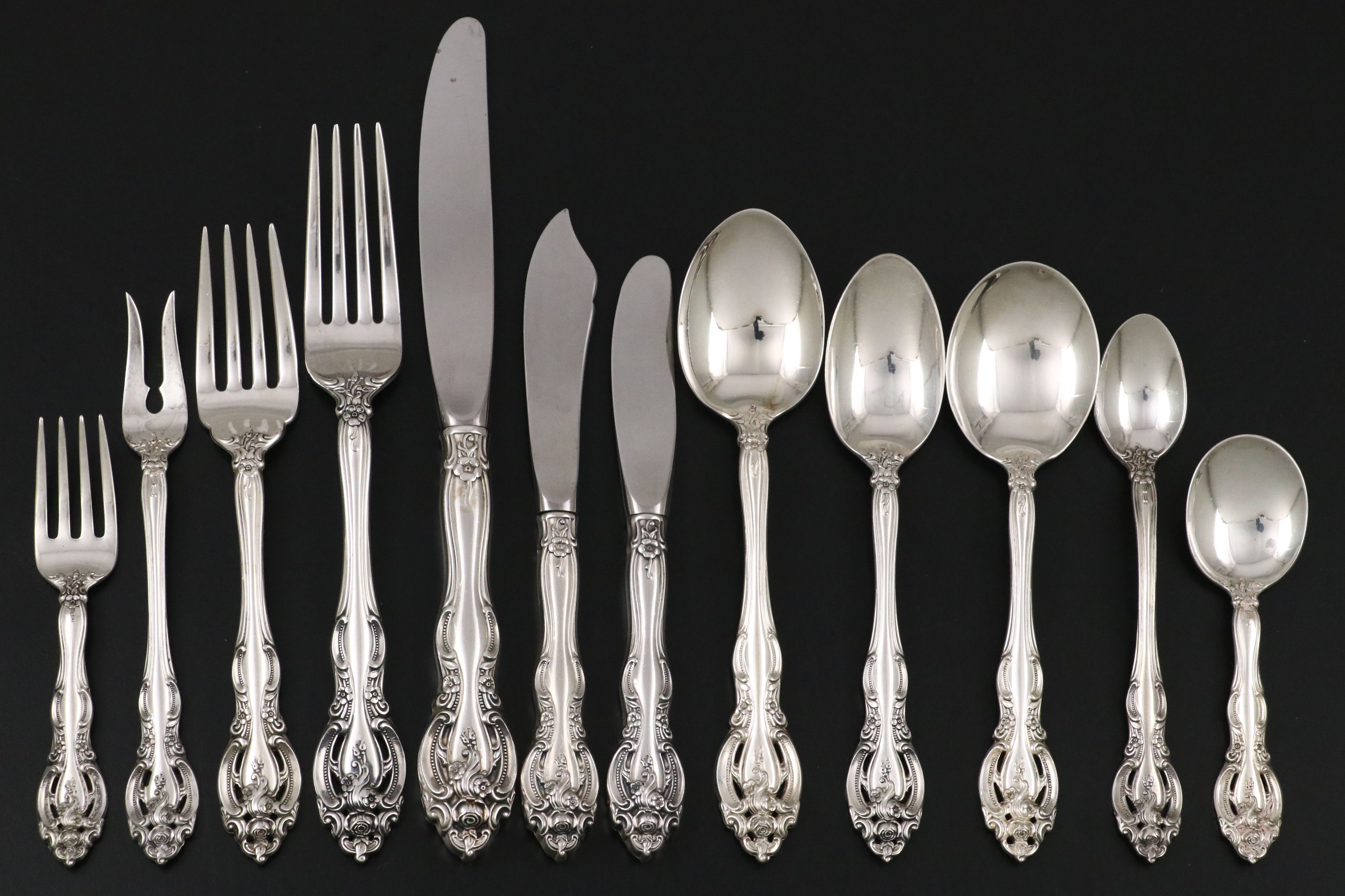 Gorham "La Scala" Sterling Flatware with Wallace "Grande Baroque" Serveware