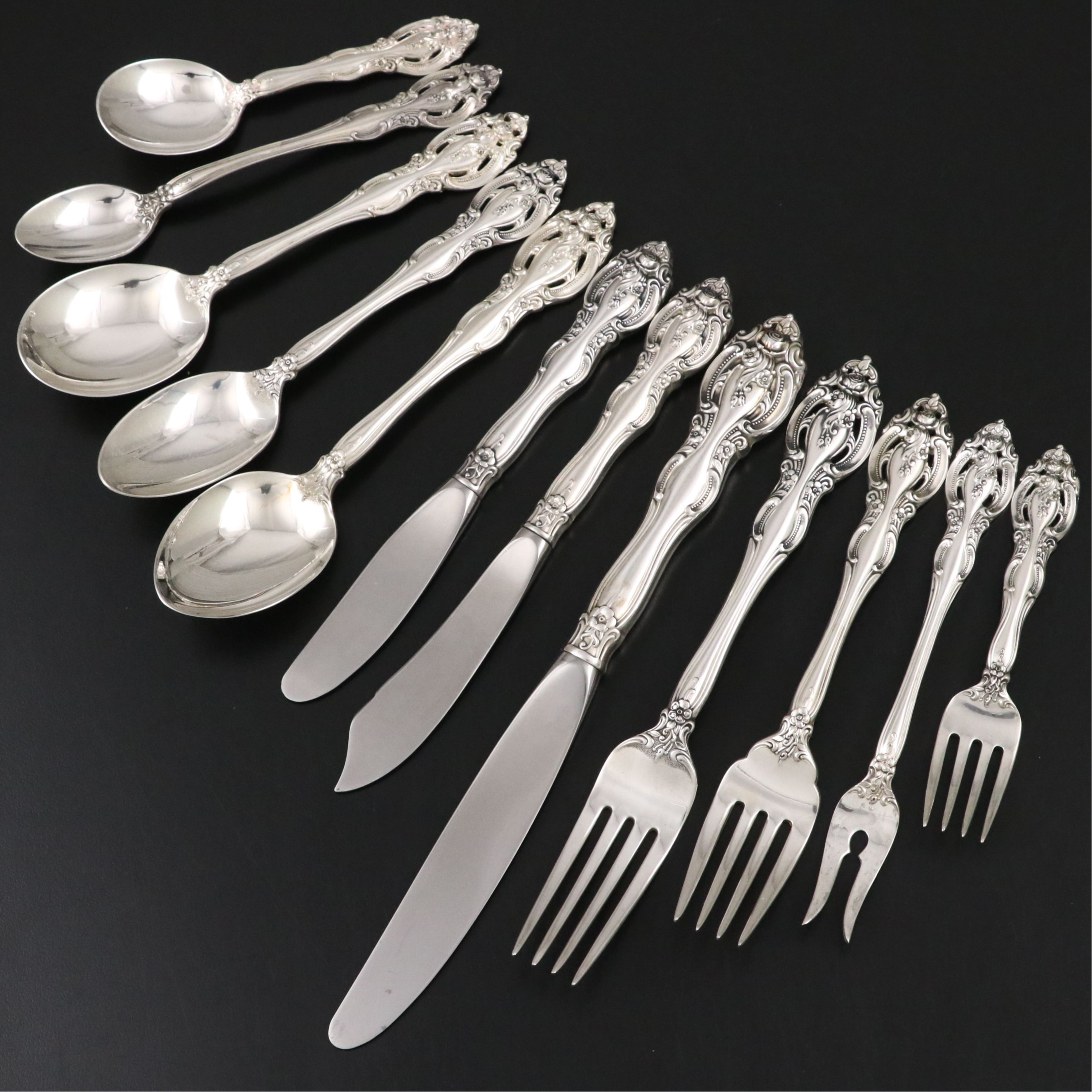 Gorham "La Scala" Sterling Flatware with Wallace "Grande Baroque" Serveware