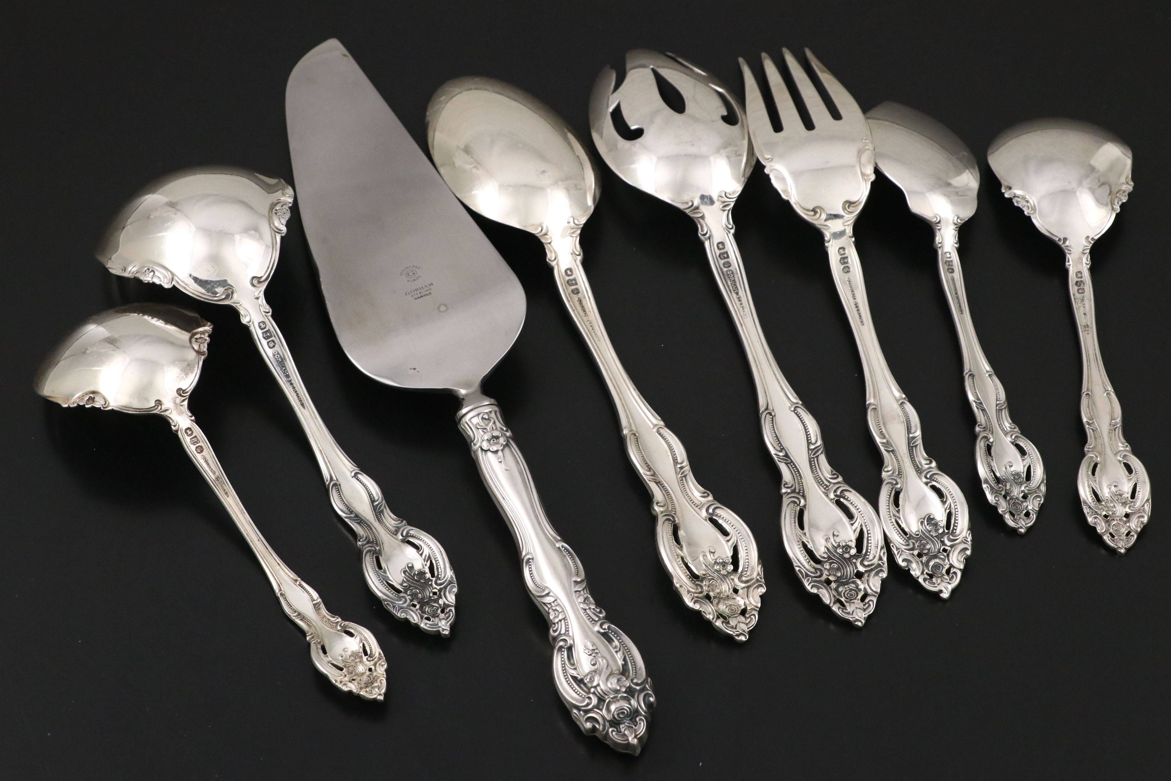 Gorham "La Scala" Sterling Flatware with Wallace "Grande Baroque" Serveware